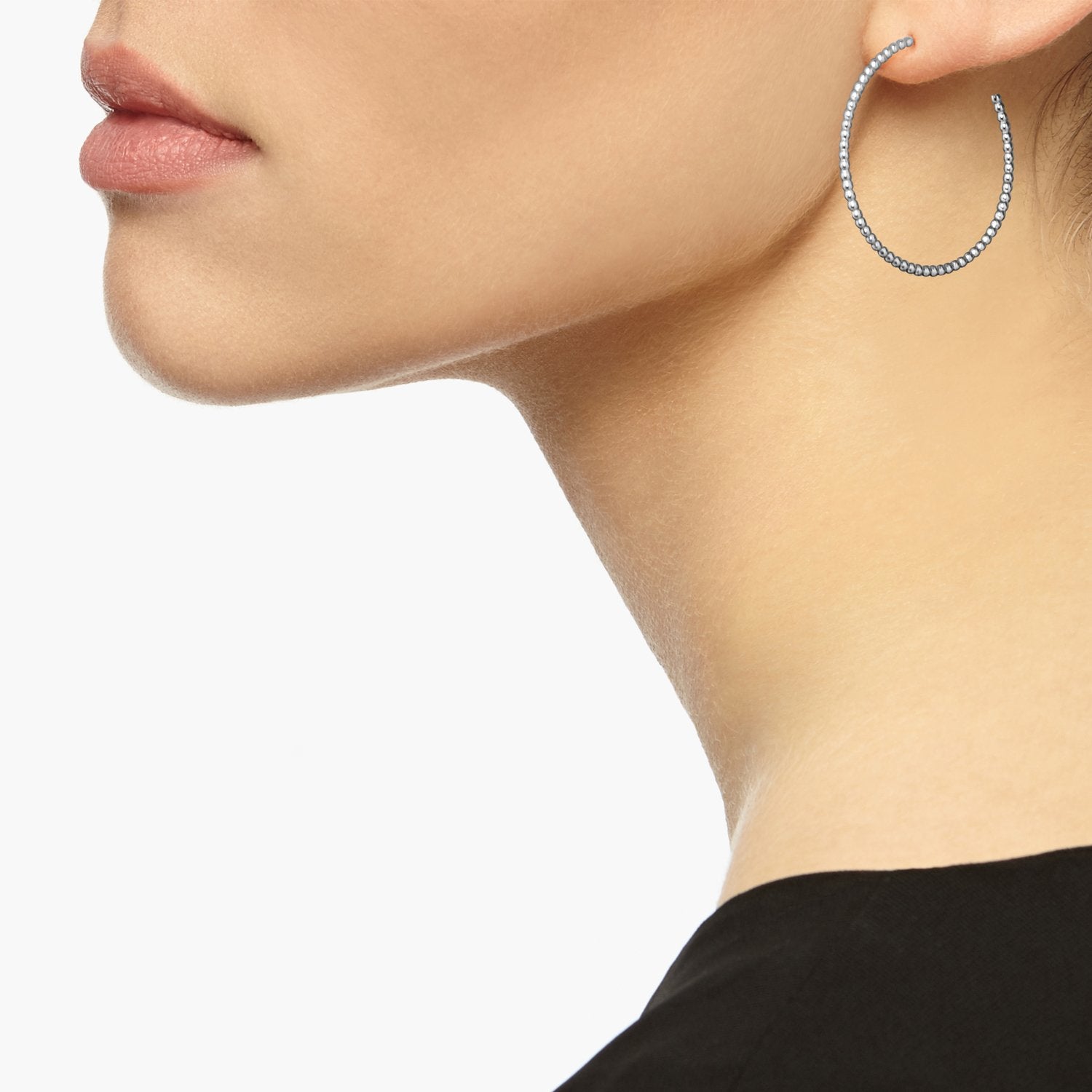 Large Sphere Hoop Earrings - Silver - Myia Bonner Jewellery