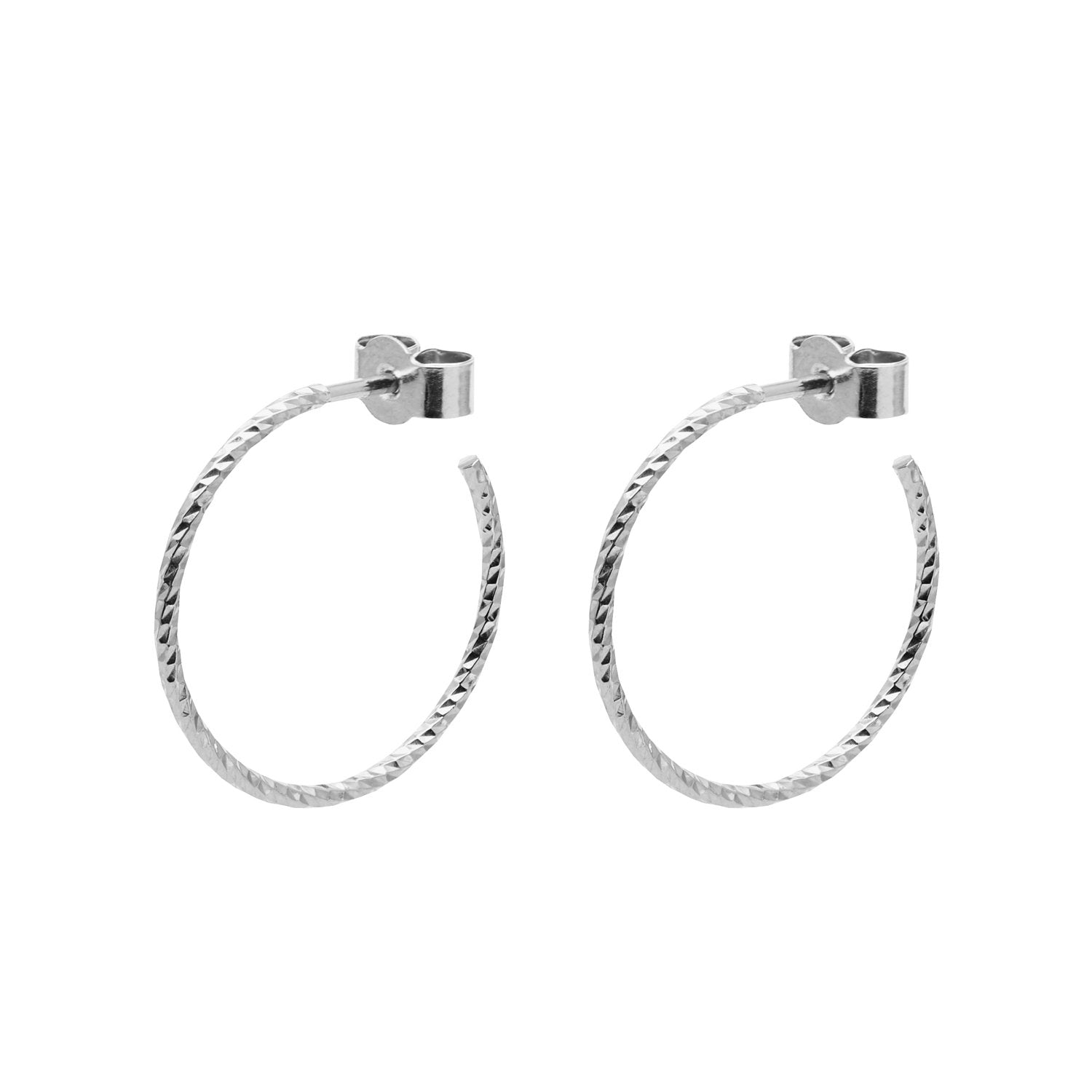 Medium Diamond Hoop Earrings - Silver - Myia Bonner Jewellery