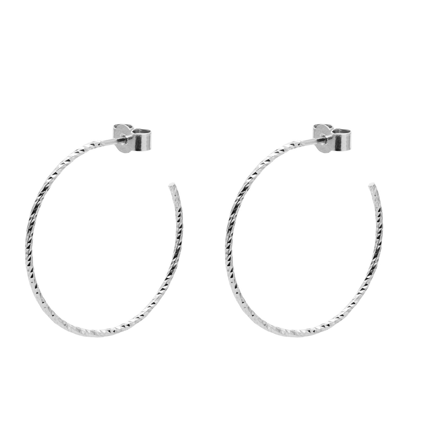 Large Diamond Hoop Earrings - Silver - Myia Bonner Jewellery