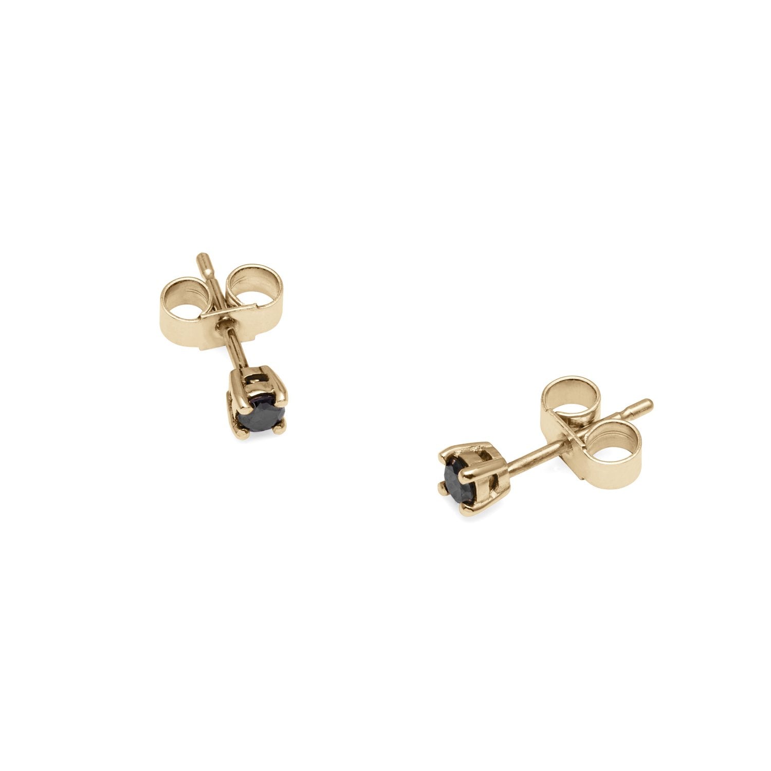 9k Yellow Gold & Black Diamond Stud Earrings - Myia Bonner Jewellery