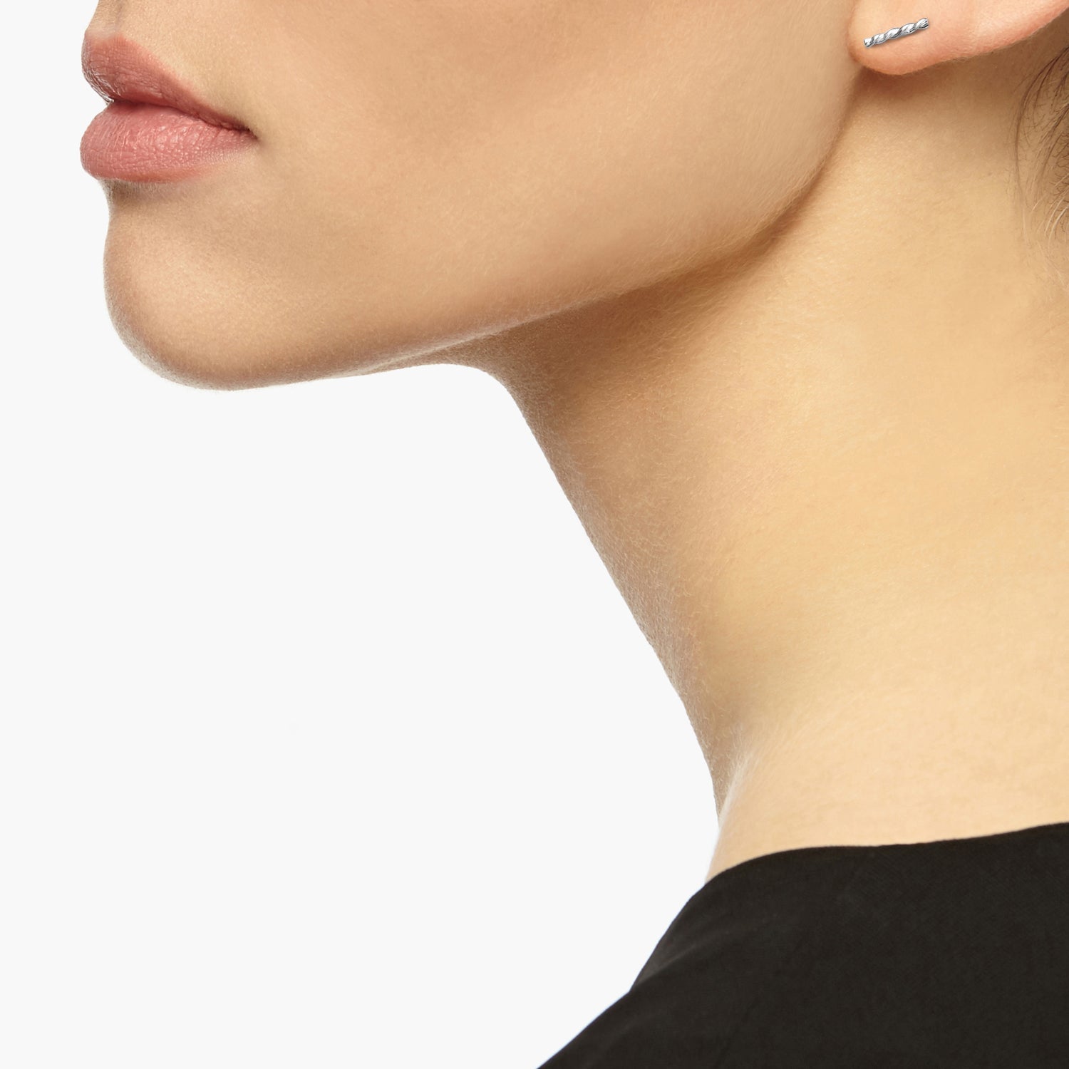 Single Twisted Bar Stud Earring - Silver