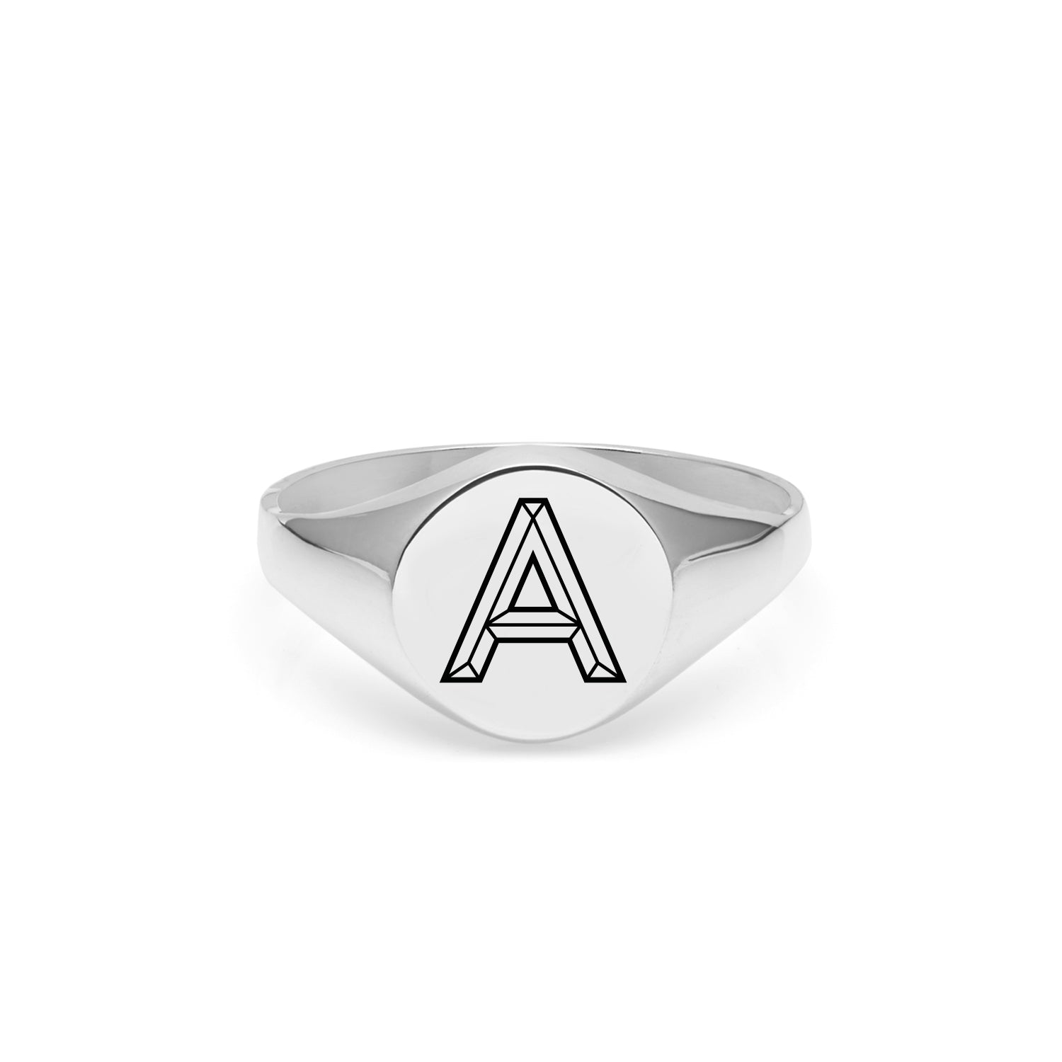 Facett Initial A Round Signet Ring - Silver - Myia Bonner Jewellery