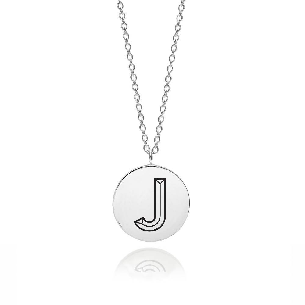 Facett Initial J Pendant - Silver - Myia Bonner Jewellery