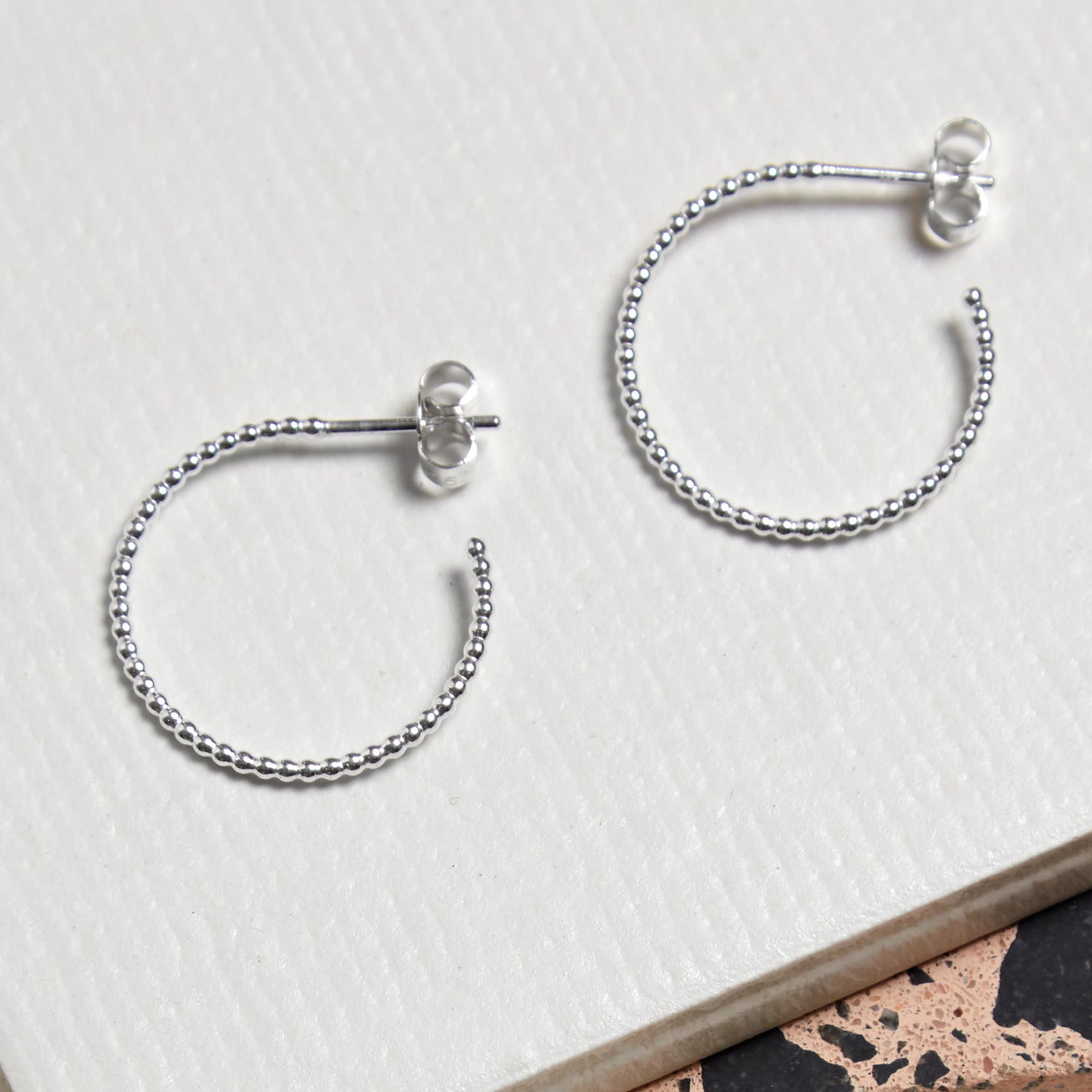 Sphere Hoop Stud Earrings - Silver