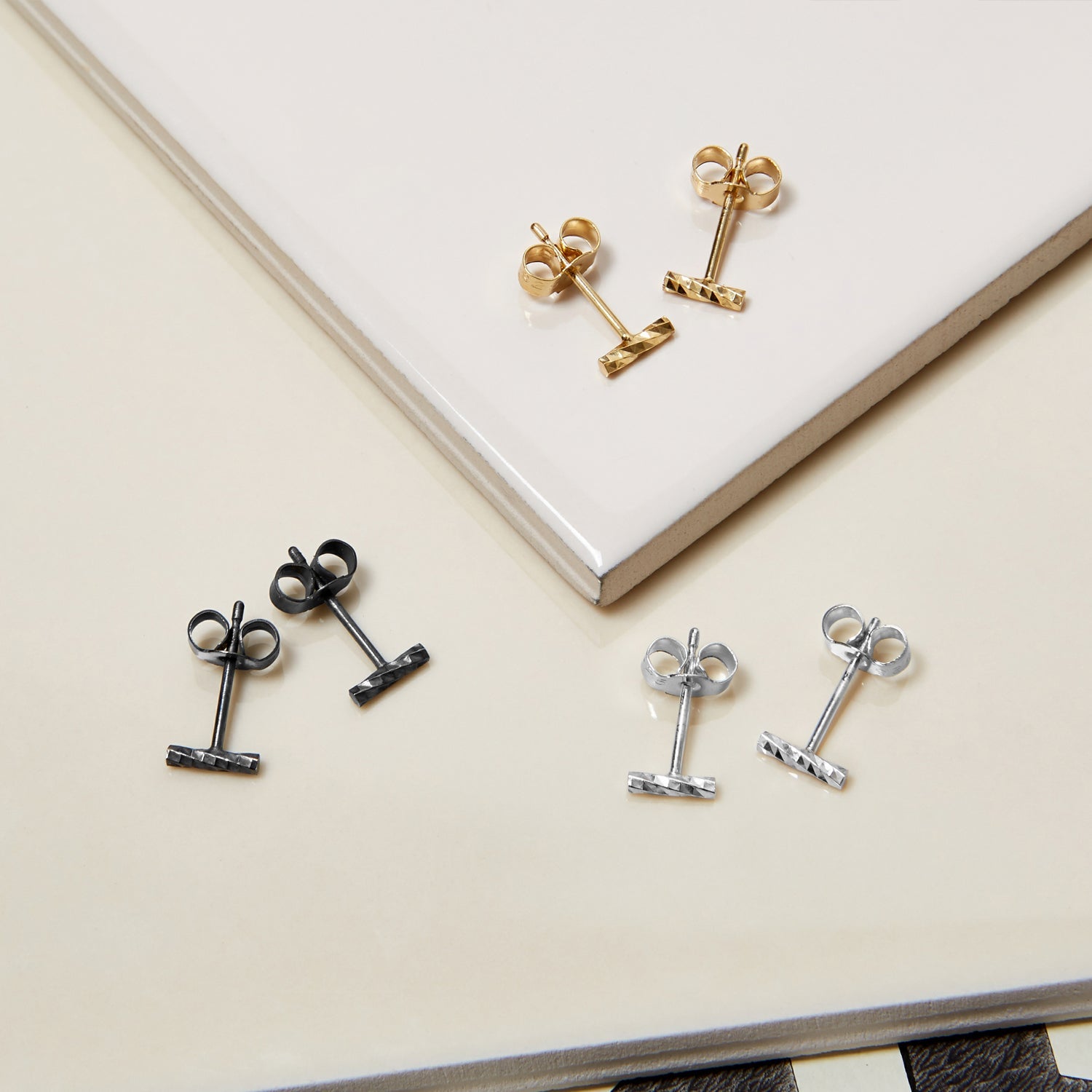 Mini Faceted Bar Stud Earrings - Silver - Myia Bonner Jewellery