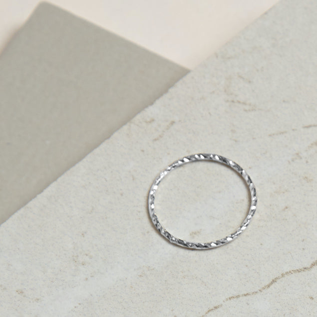 Ultra Skinny Faceted Stacking Ring - Silver
