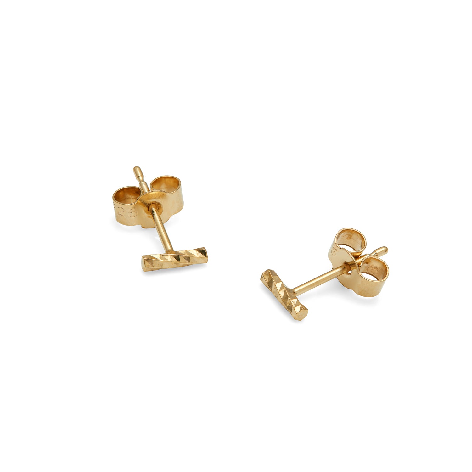 Mini Faceted Bar Stud Earrings - Gold