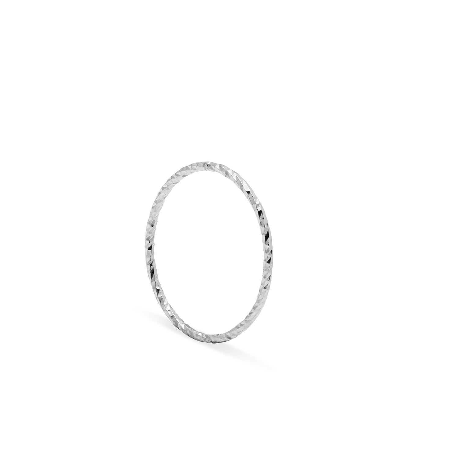 Skinny Faceted Stacking Ring - Silver