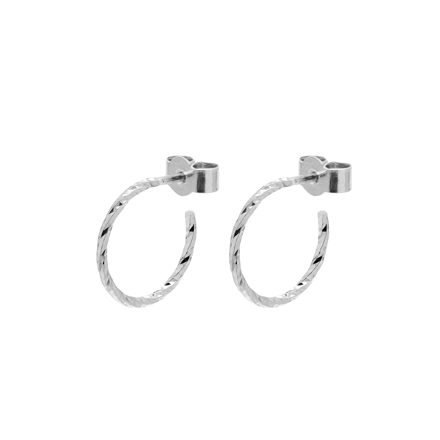 Mini Diamond Hoop Earrings - Silver - Myia Bonner Jewellery