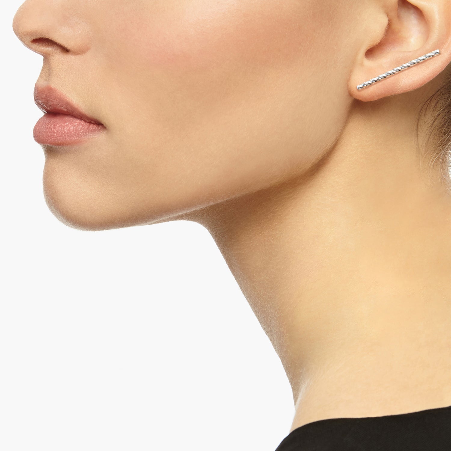 Long Faceted Bar Stud Earrings - Silver - Myia Bonner Jewellery