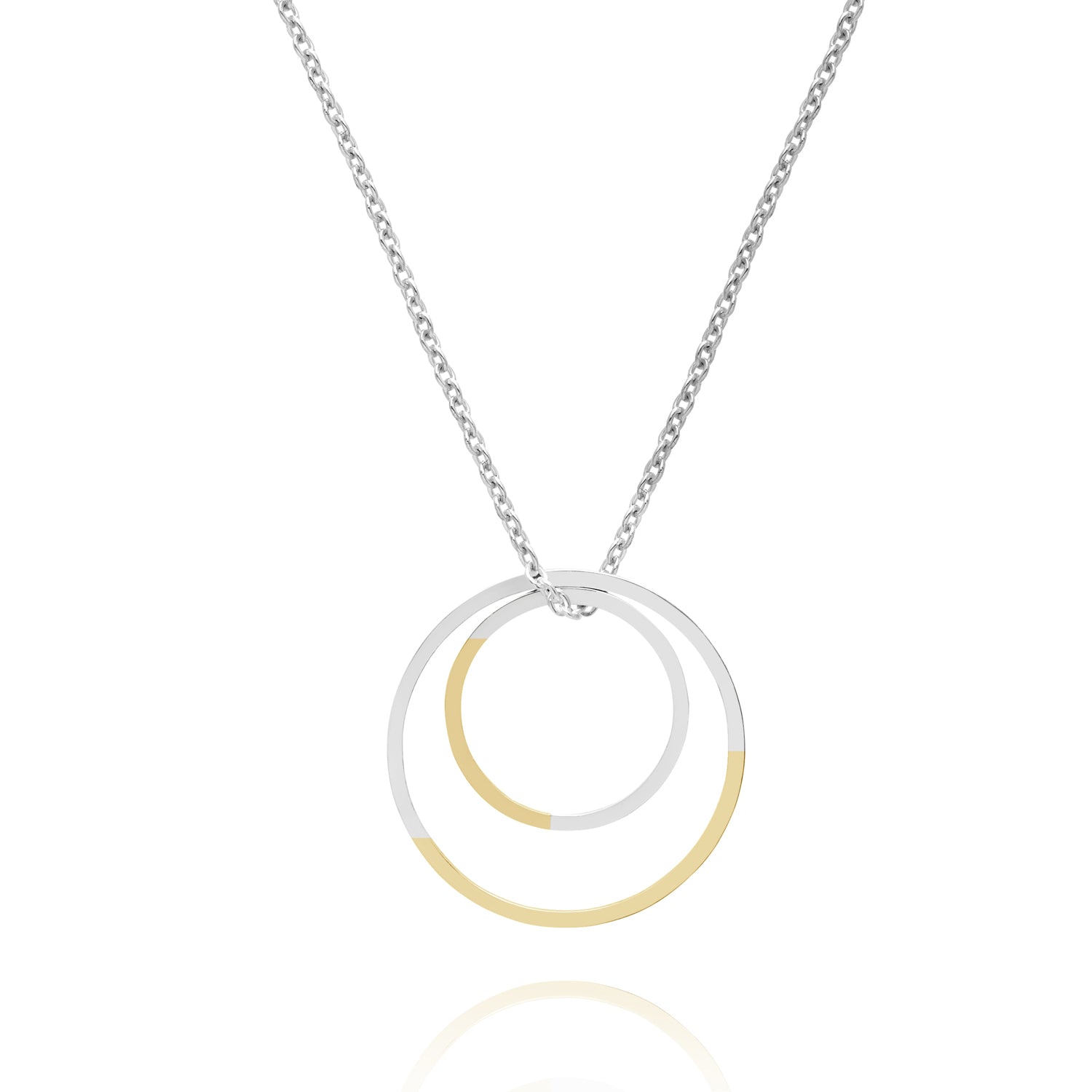 Golden Ratio Double Circle Necklace - 9k Yellow Gold & Silver