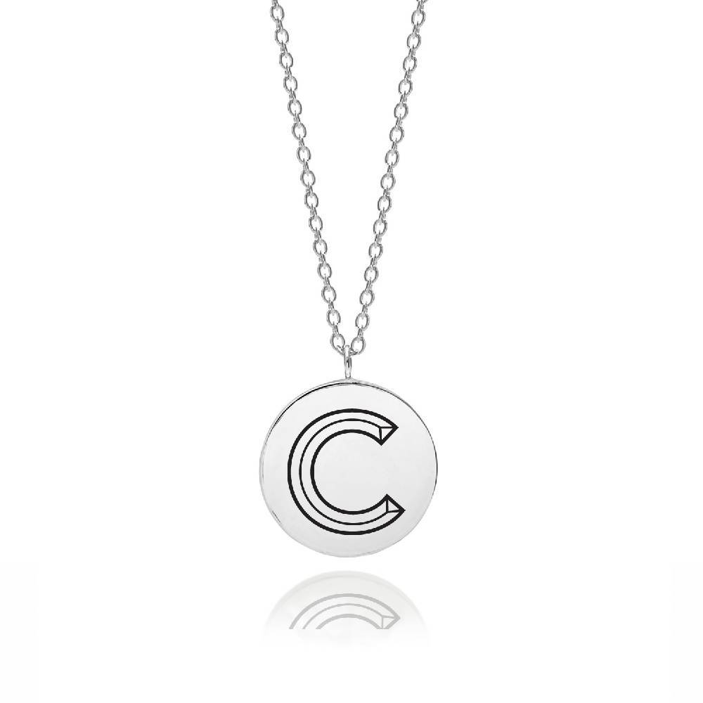 Facett Initial C Pendant - Silver - Myia Bonner Jewellery