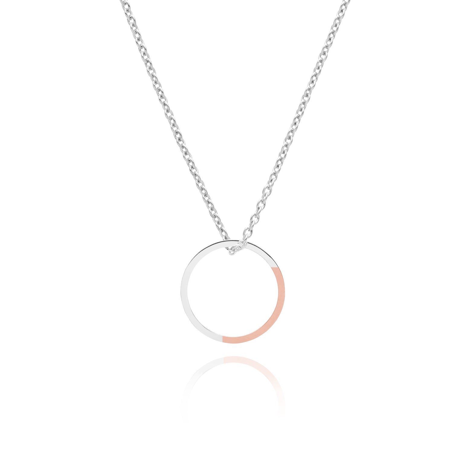 Golden Ratio Circle Necklace - 9k Rose Gold & Silver
