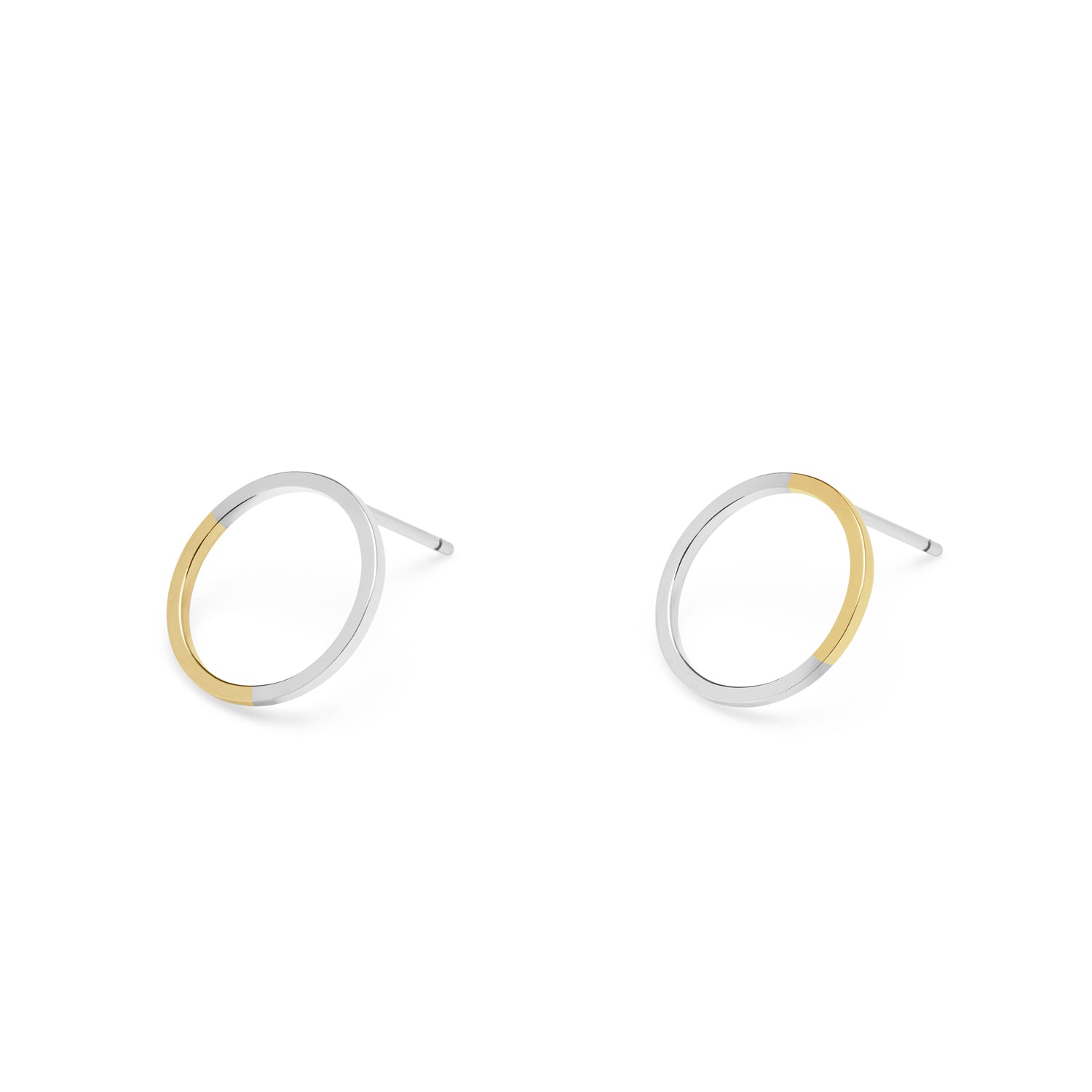 Golden Ratio Circle Stud Earrings - 9k Yellow Gold & Silver