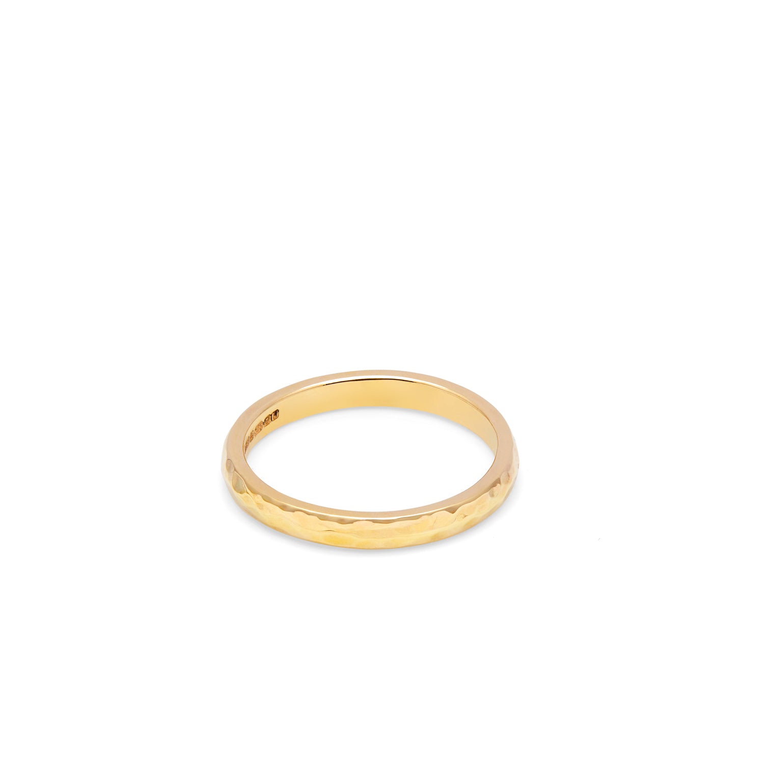 D-shape Hammered Ring - 18k Yellow Gold