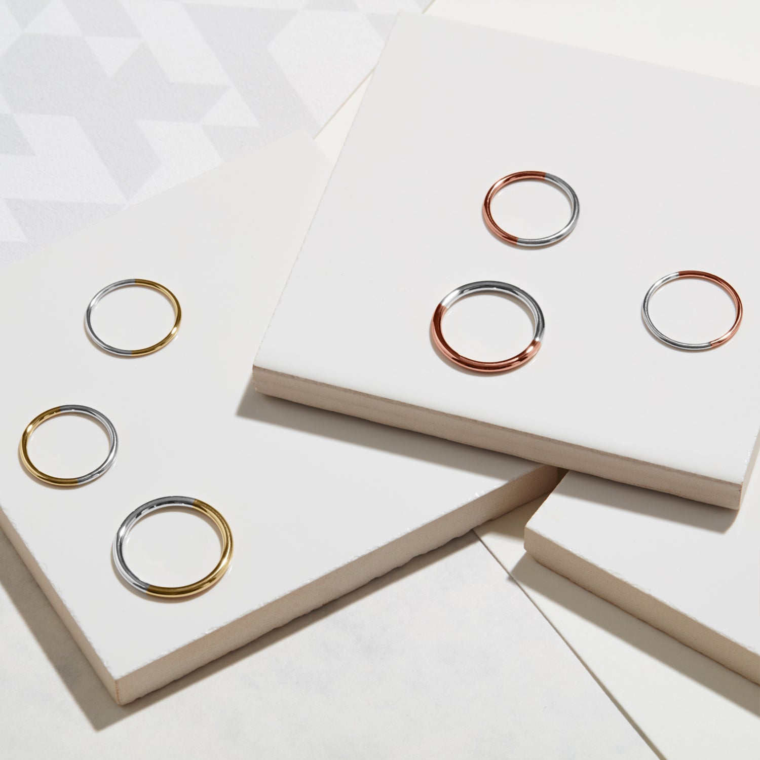 Two-tone Skinny Round Stacking Ring - 9k Rose Gold & Silver - Myia Bonner Jewellery