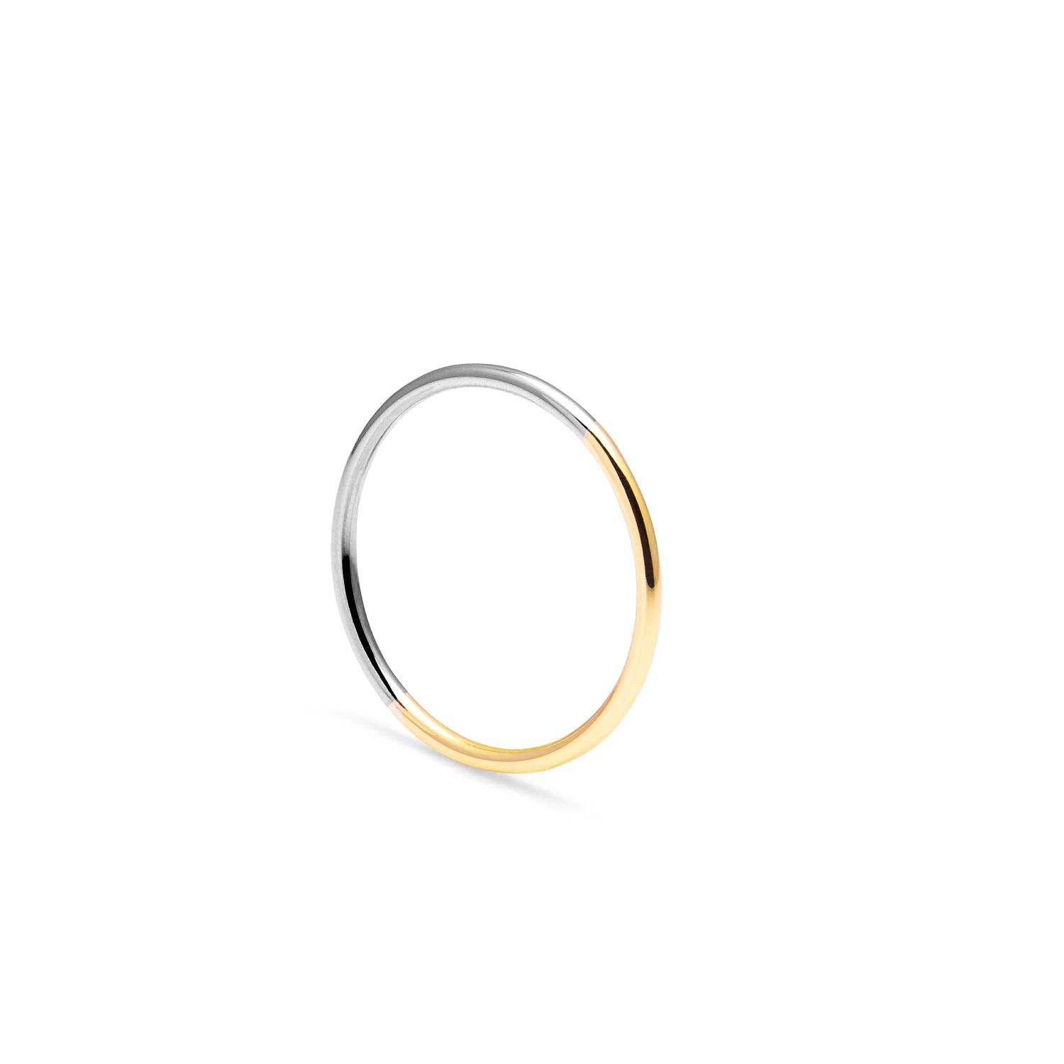 Two-tone Round Slim Ring - 18k Yellow & White Gold