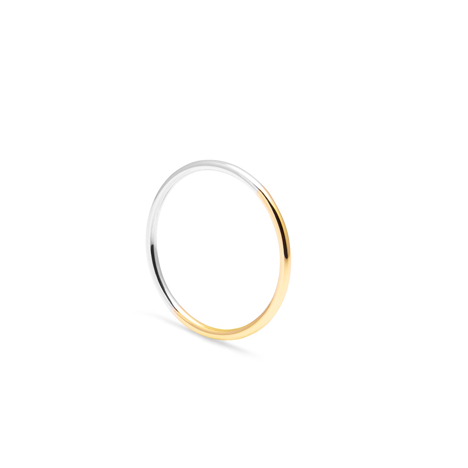 Two-tone Skinny Round Ring - 9k Yellow & White Gold - Myia Bonner Jewellery