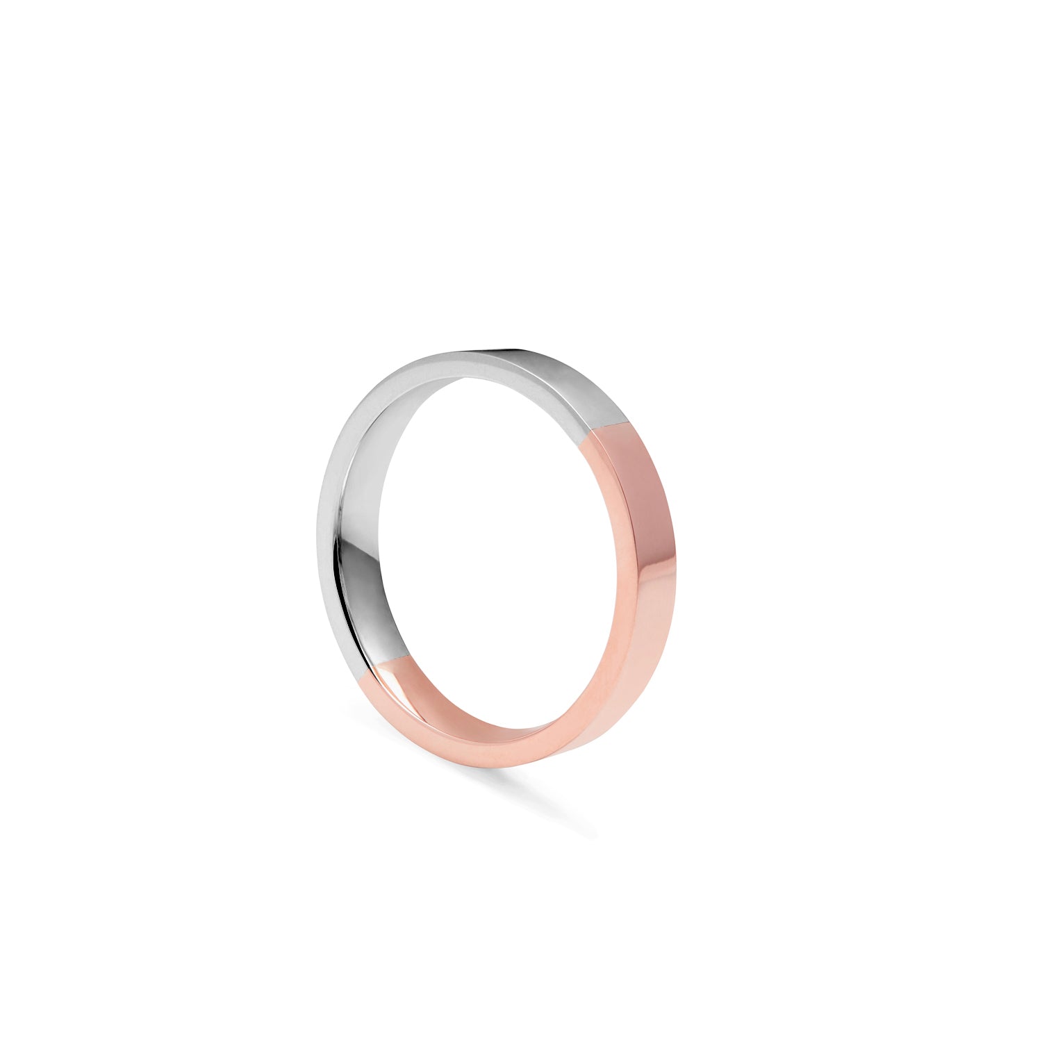 Two-tone 3mm Flat Comfort Fit Band - 18k Rose & White Gold