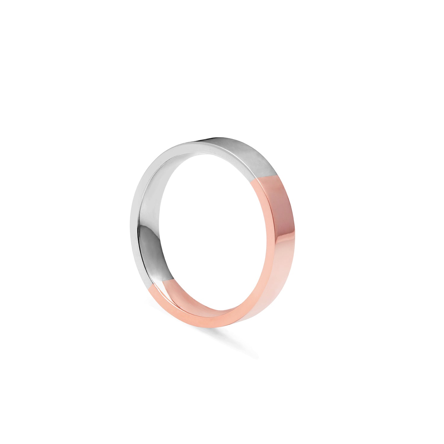 Two-tone 4mm Flat Comfort Fit Band - 18k Rose & White Gold