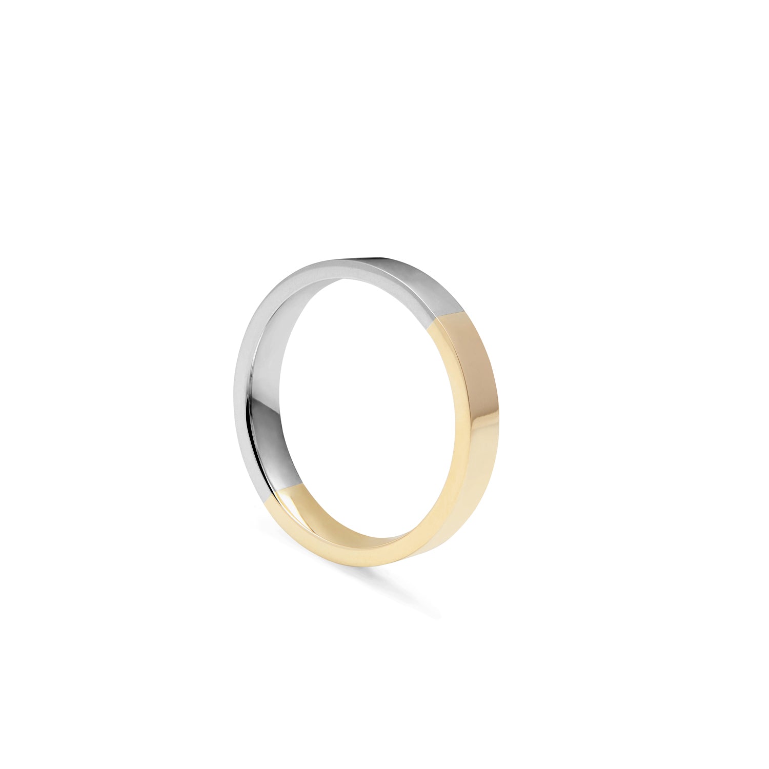 Two-tone 3mm Flat Comfort Fit Band - 18k Yellow & White Gold
