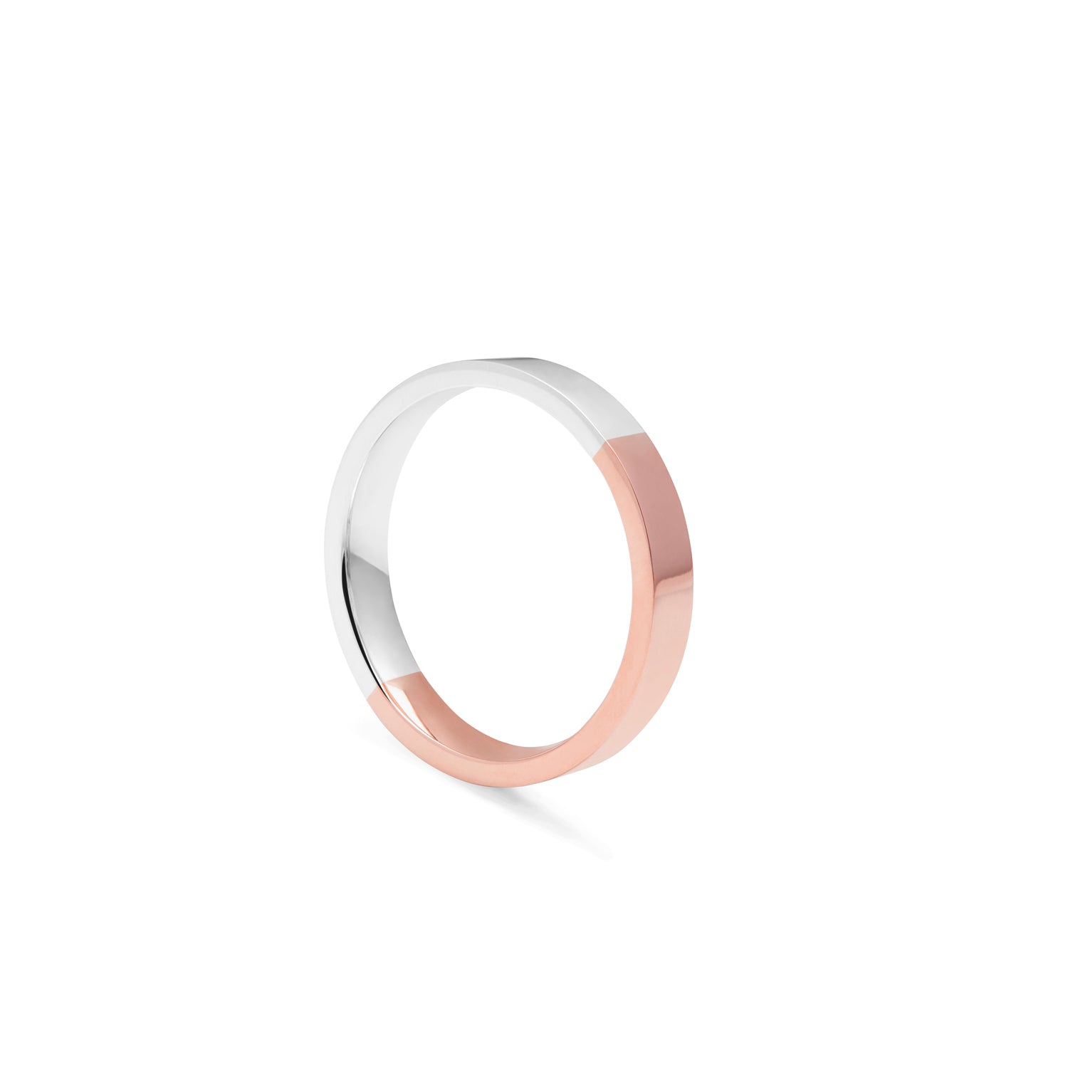 Two-tone 3mm Flat Comfort Fit Band - 9k Rose & White Gold