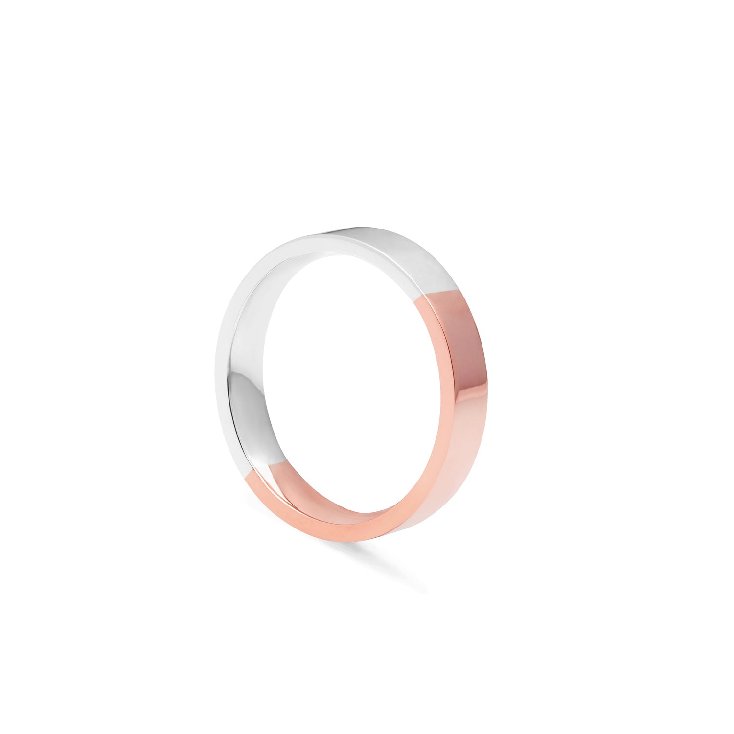Two-tone 4mm Flat Comfort Fit Band - 9k Rose & White Gold