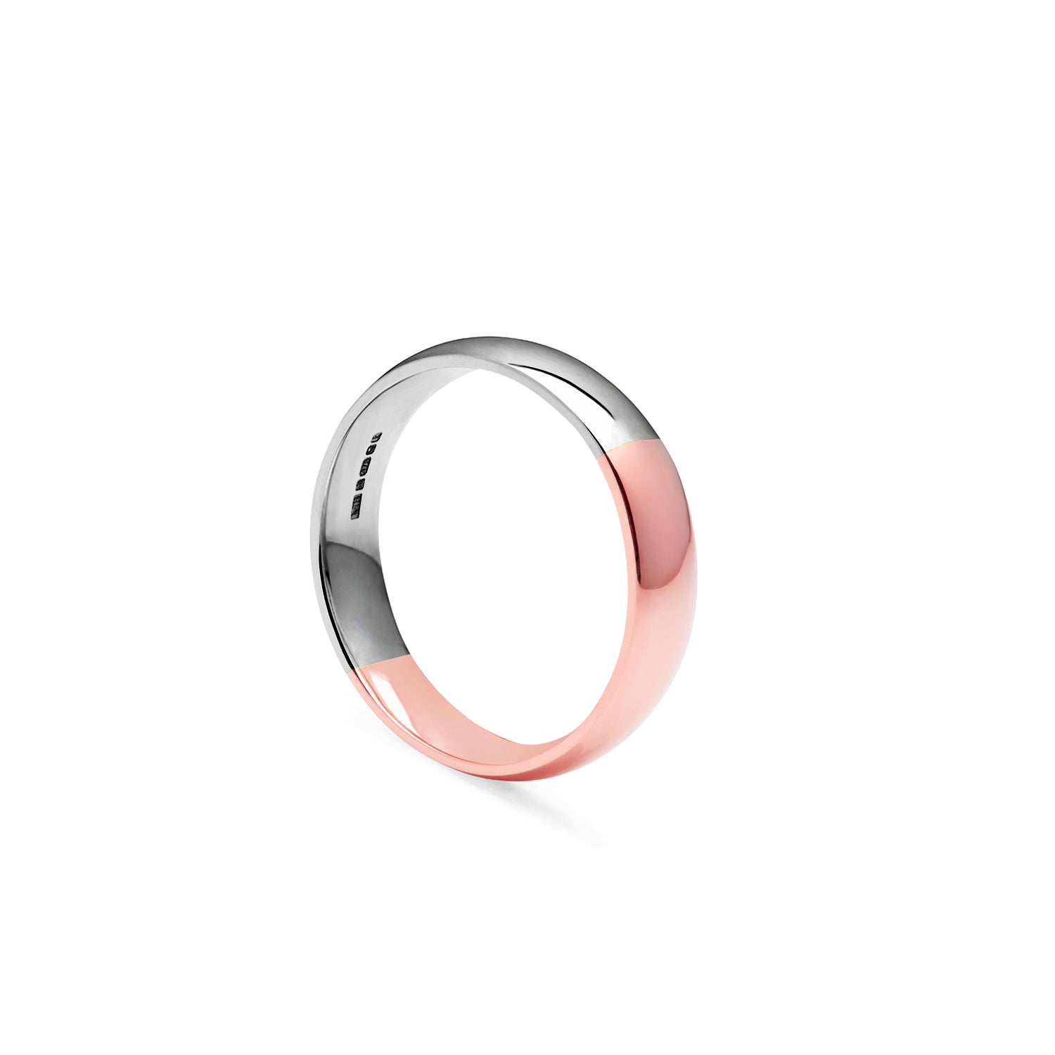 Two-tone Court 4mm Comfort Fit Band - 18k Rose & White Gold