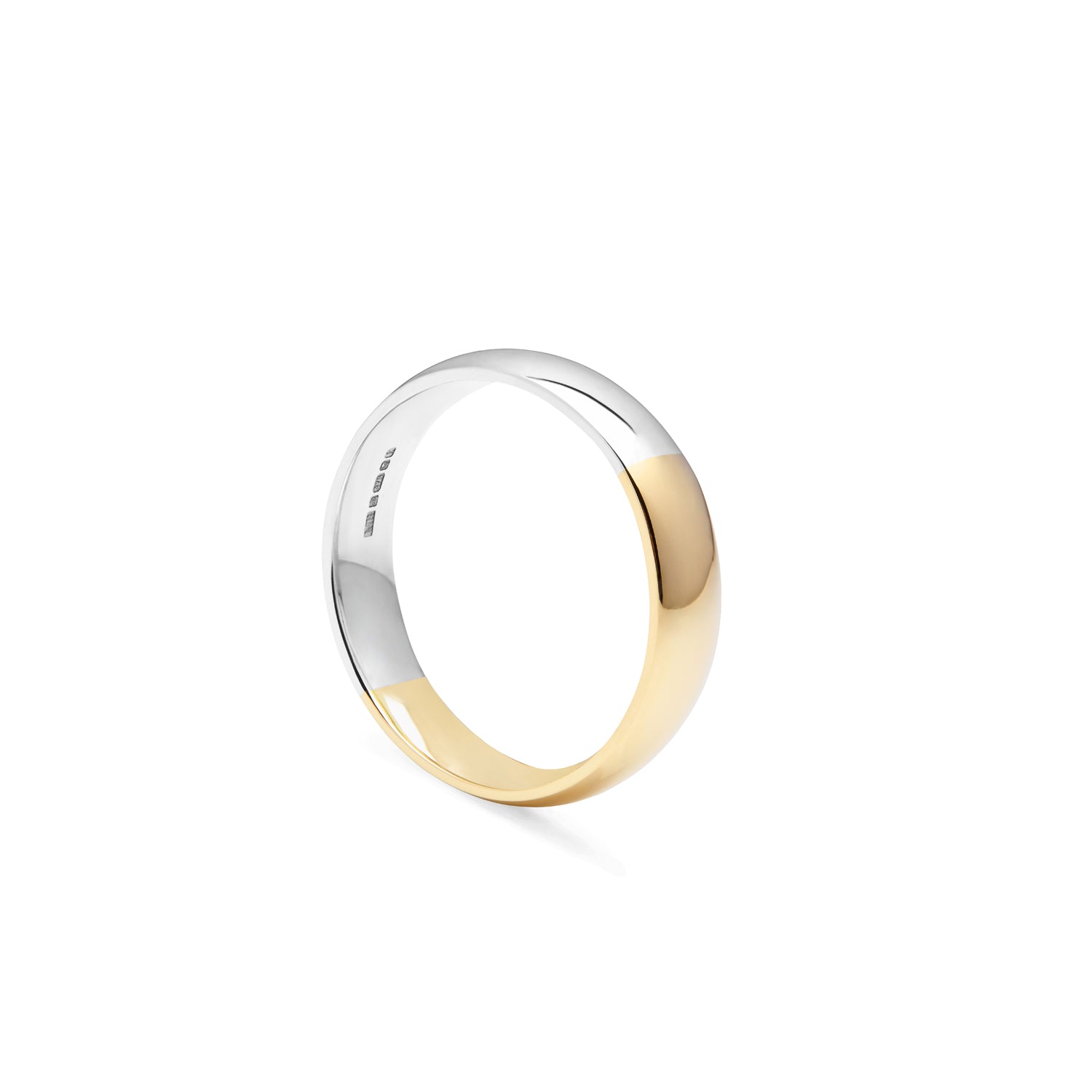 Two-tone Court 4mm Comfort Fit Band - 9k Yellow & White Gold - Myia Bonner Jewellery