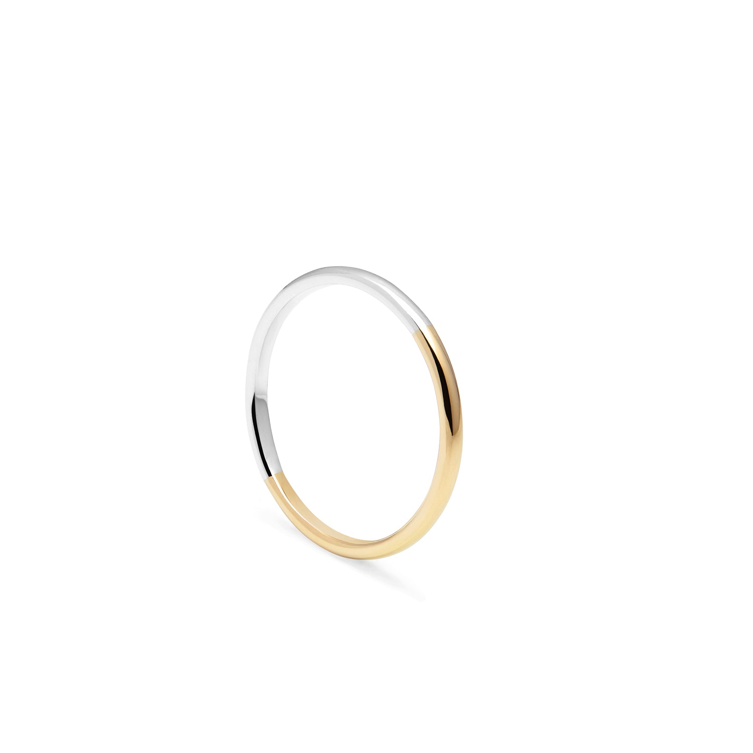 Two-tone Slim D-shape Ring - 9k Yellow & White Gold