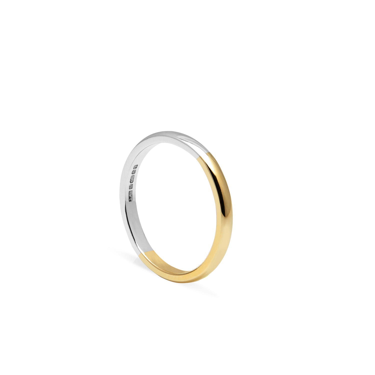 Two-tone D-shape Ring - 9k Yellow Gold & Silver