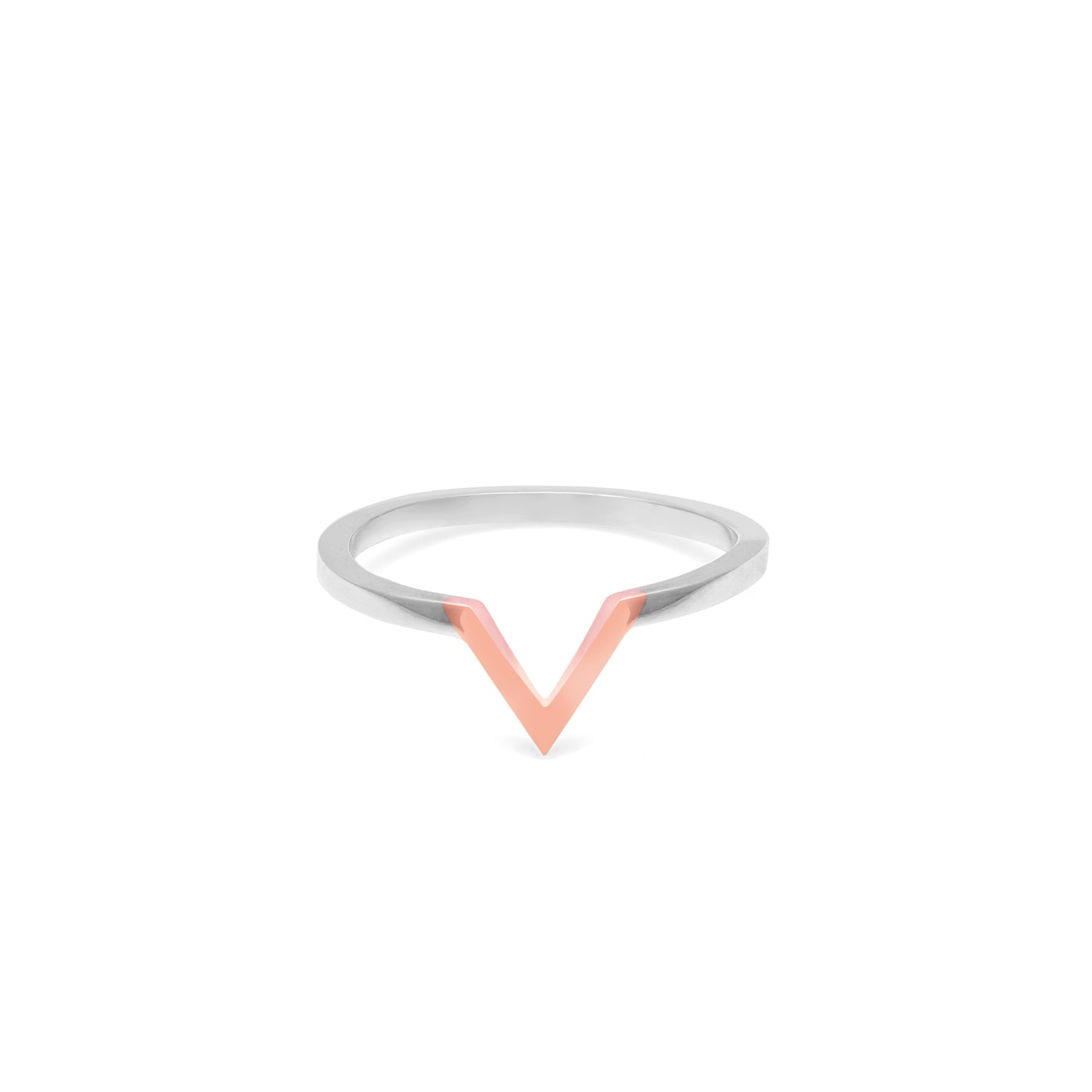 Two-tone Triangle Ring - 9k Rose Gold & Silver - Myia Bonner Jewellery