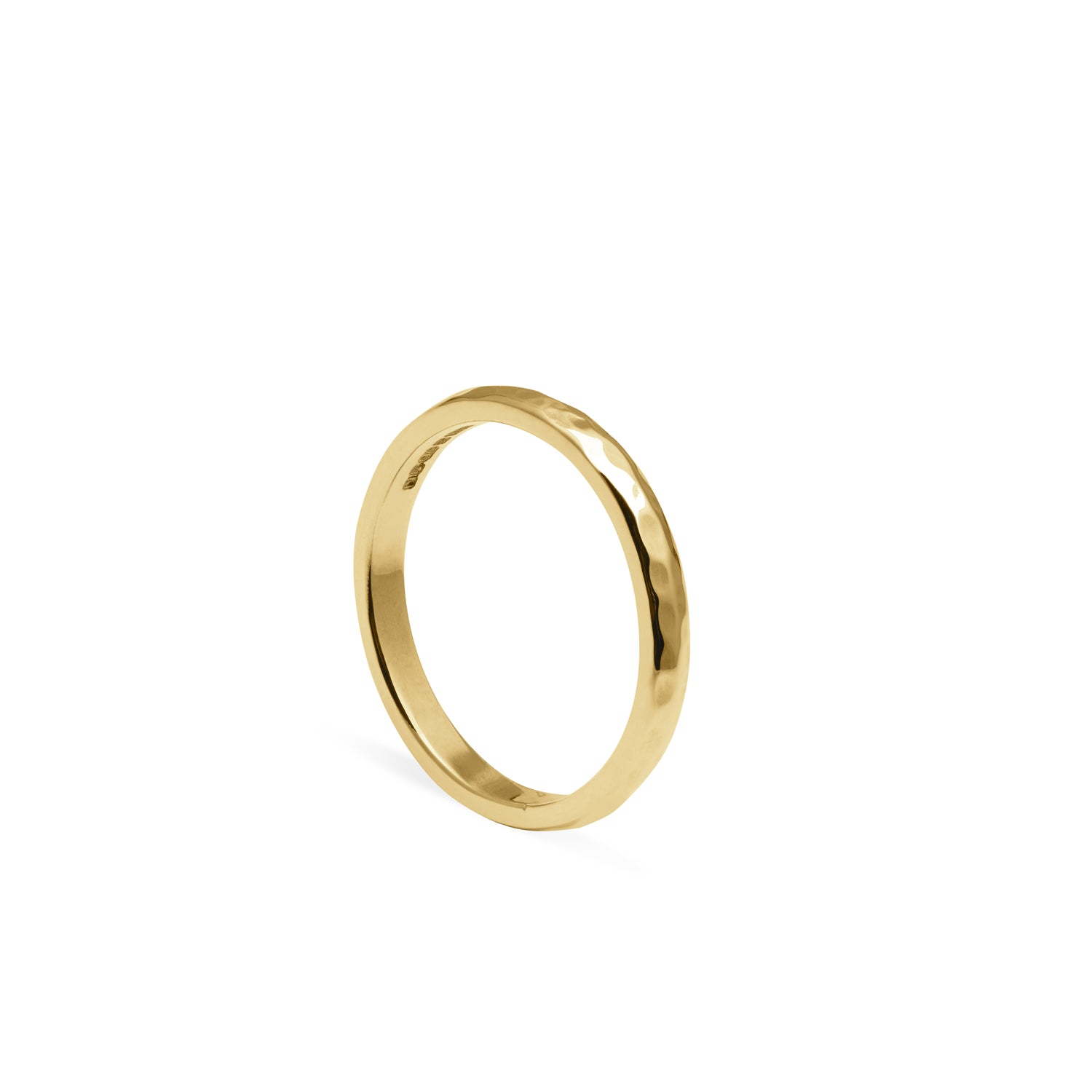 D-shape Hammered Ring - 9k Yellow Gold