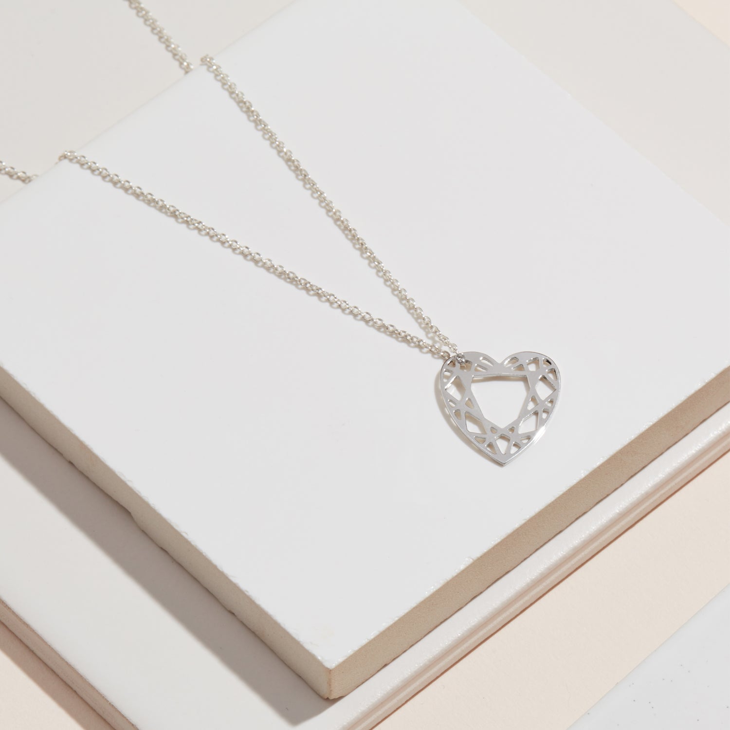 Heart Diamond Necklace - Silver / Small