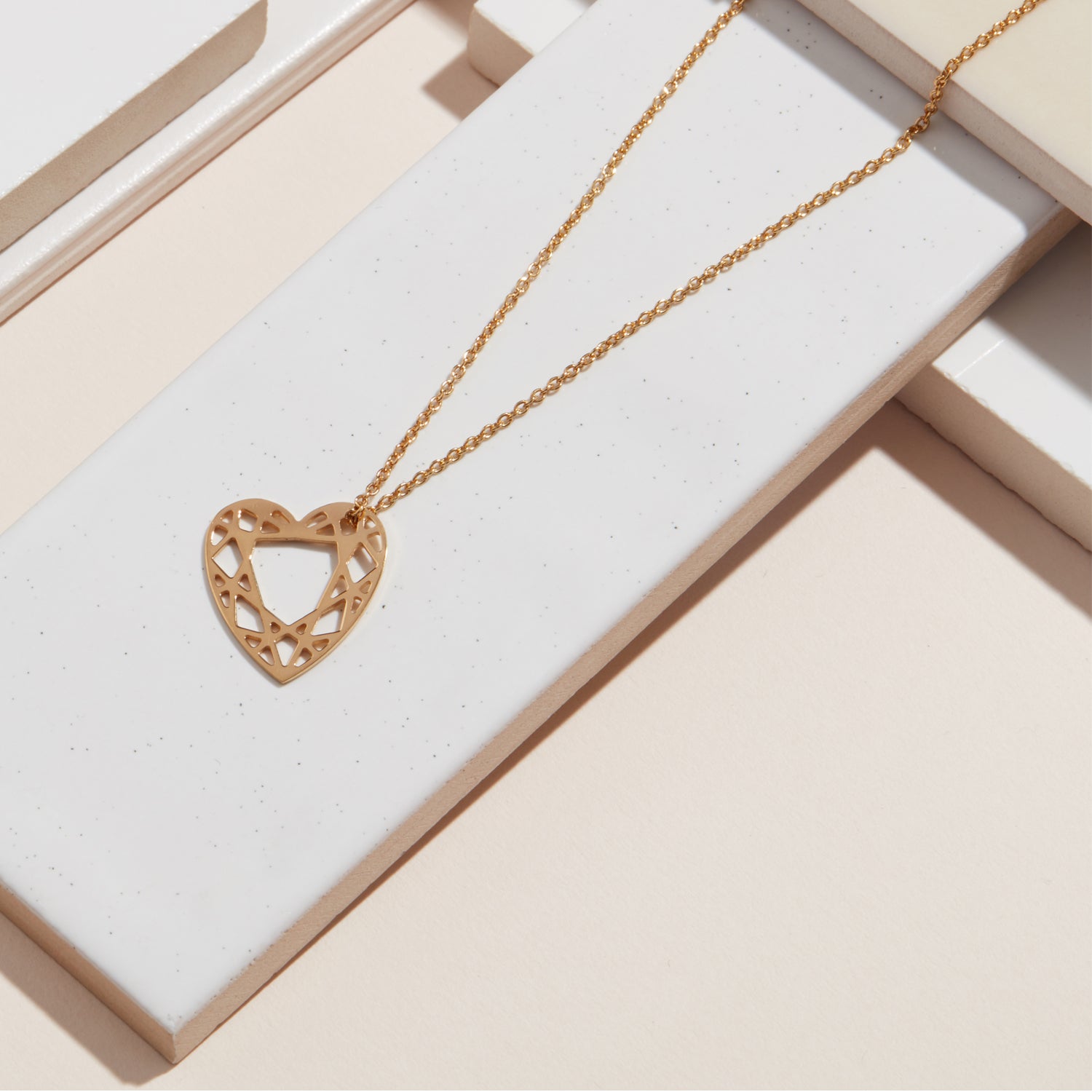 Small Heart Diamond Necklace - Gold