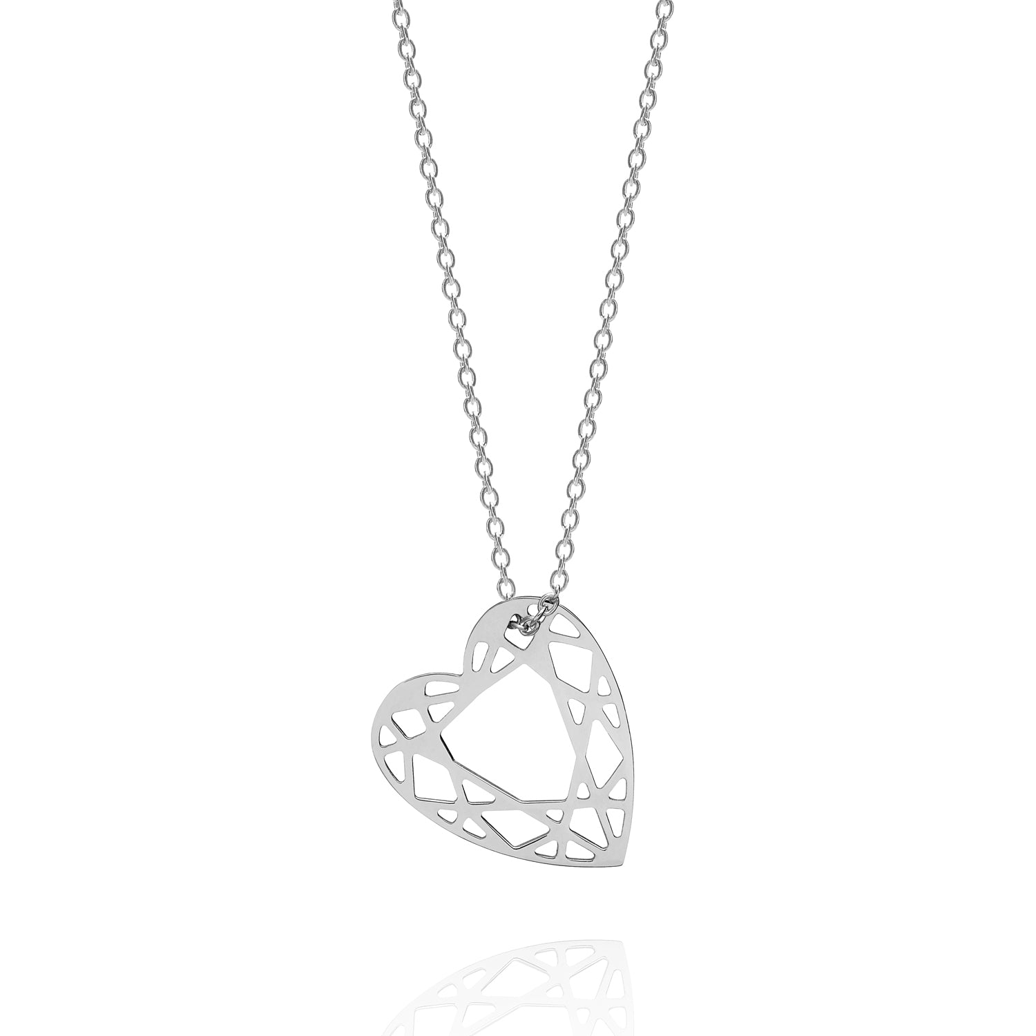 Small Heart Diamond Necklace - Silver - Myia Bonner Jewellery
