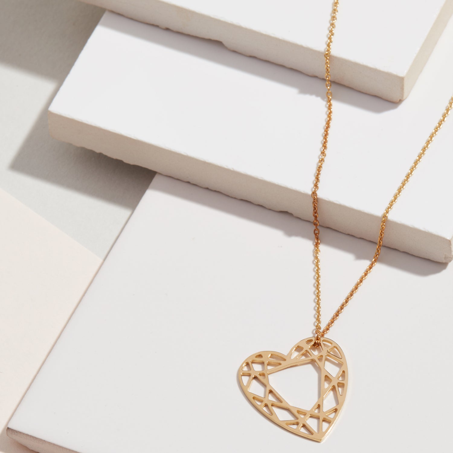 Medium Heart Diamond Necklace - Gold