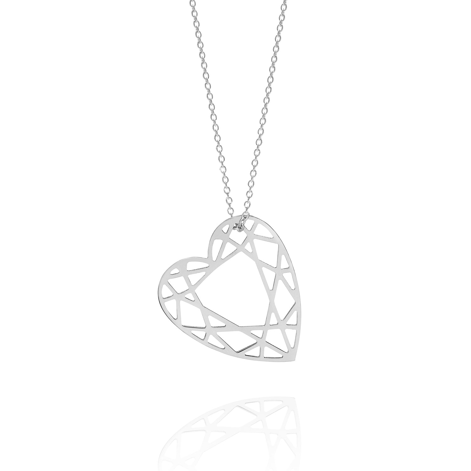 Medium Heart Diamond Necklace - Silver - Myia Bonner Jewellery