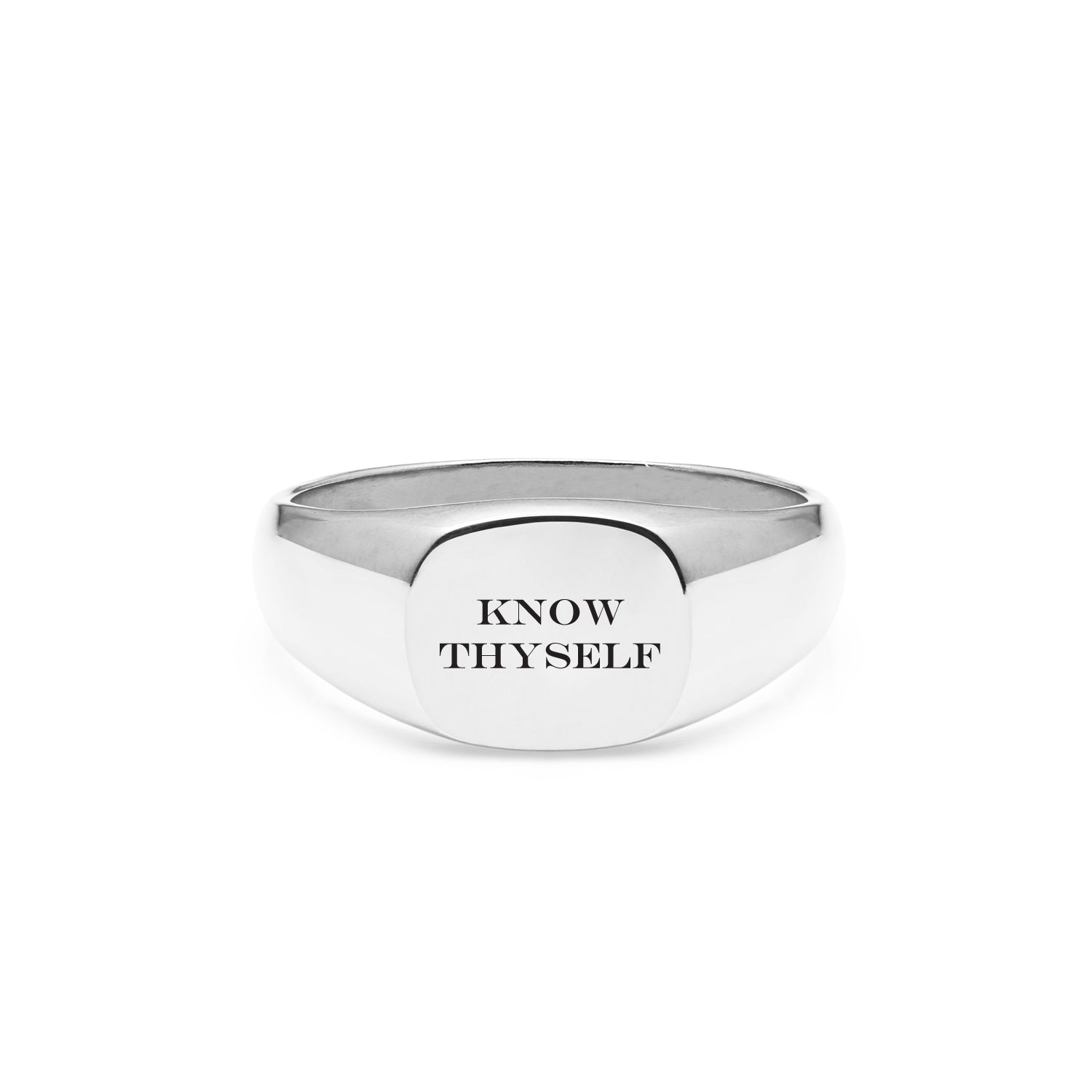 Know Thyself Cushion Signet Ring - Silver