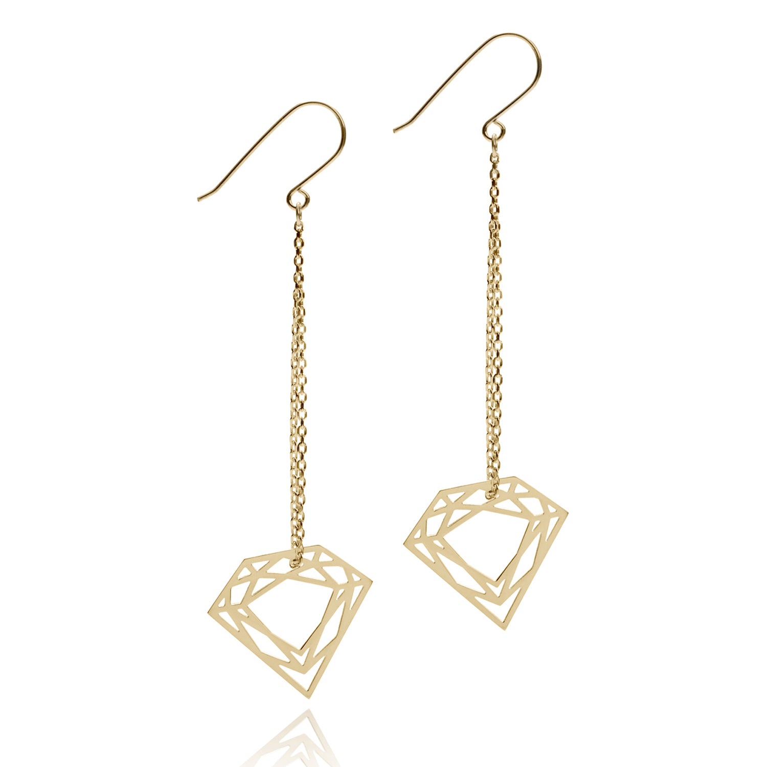 Classic Diamond Chain Earrings - Gold - Myia Bonner Jewellery