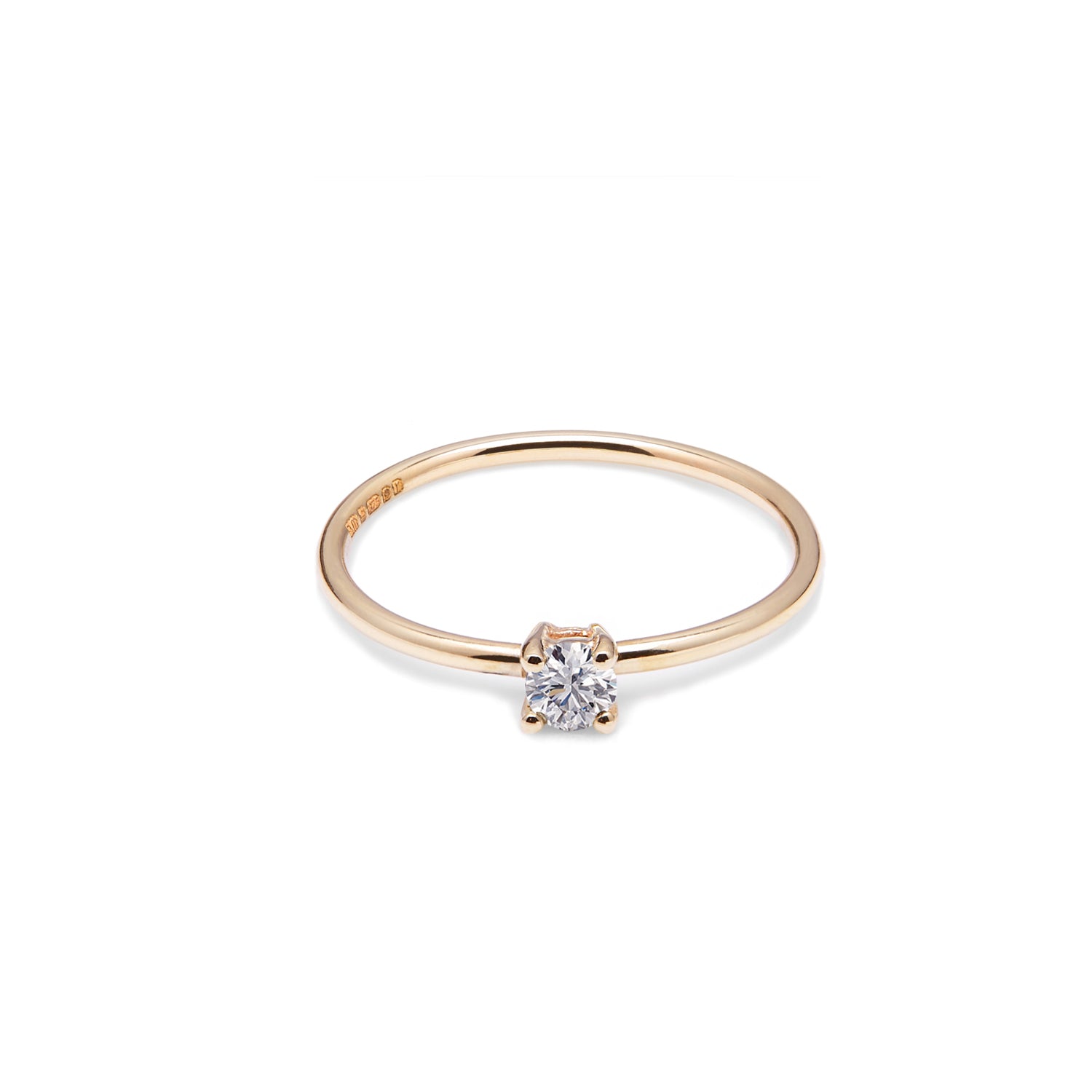 18k Yellow Gold & Natural Diamond Solitaire Ring