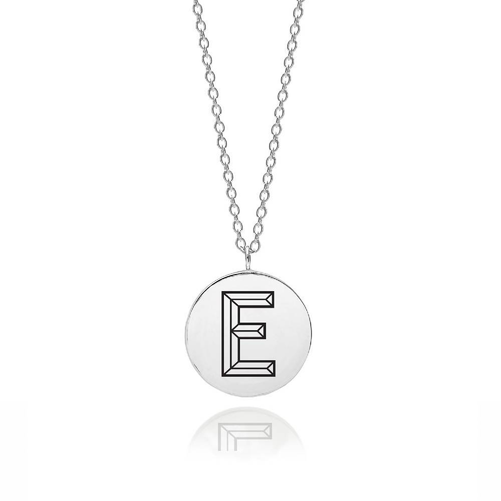 Facett Initial E Pendant - Silver - Myia Bonner Jewellery