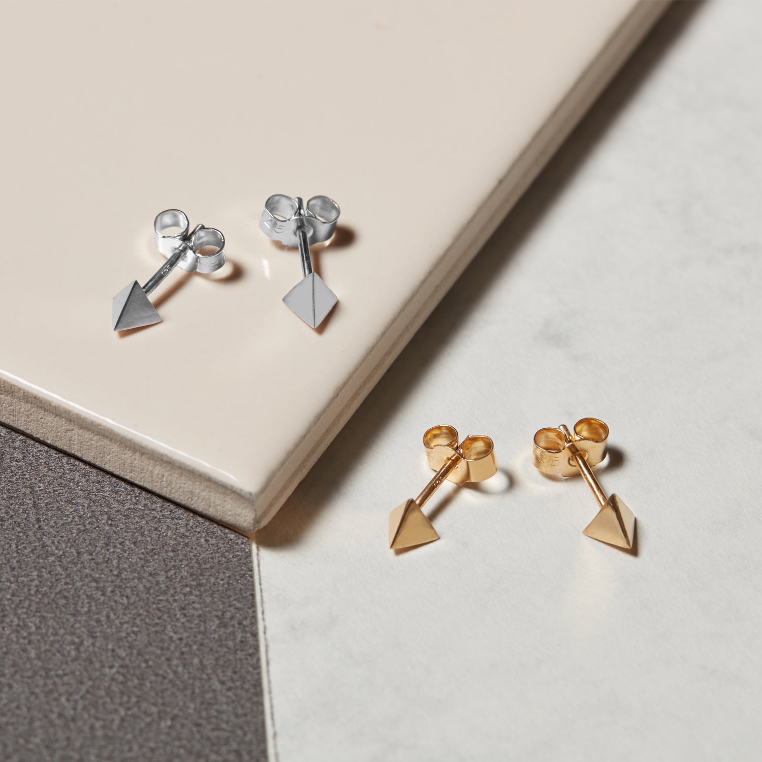 Tetrahedron Stud Earrings - Gold - Myia Bonner Jewellery