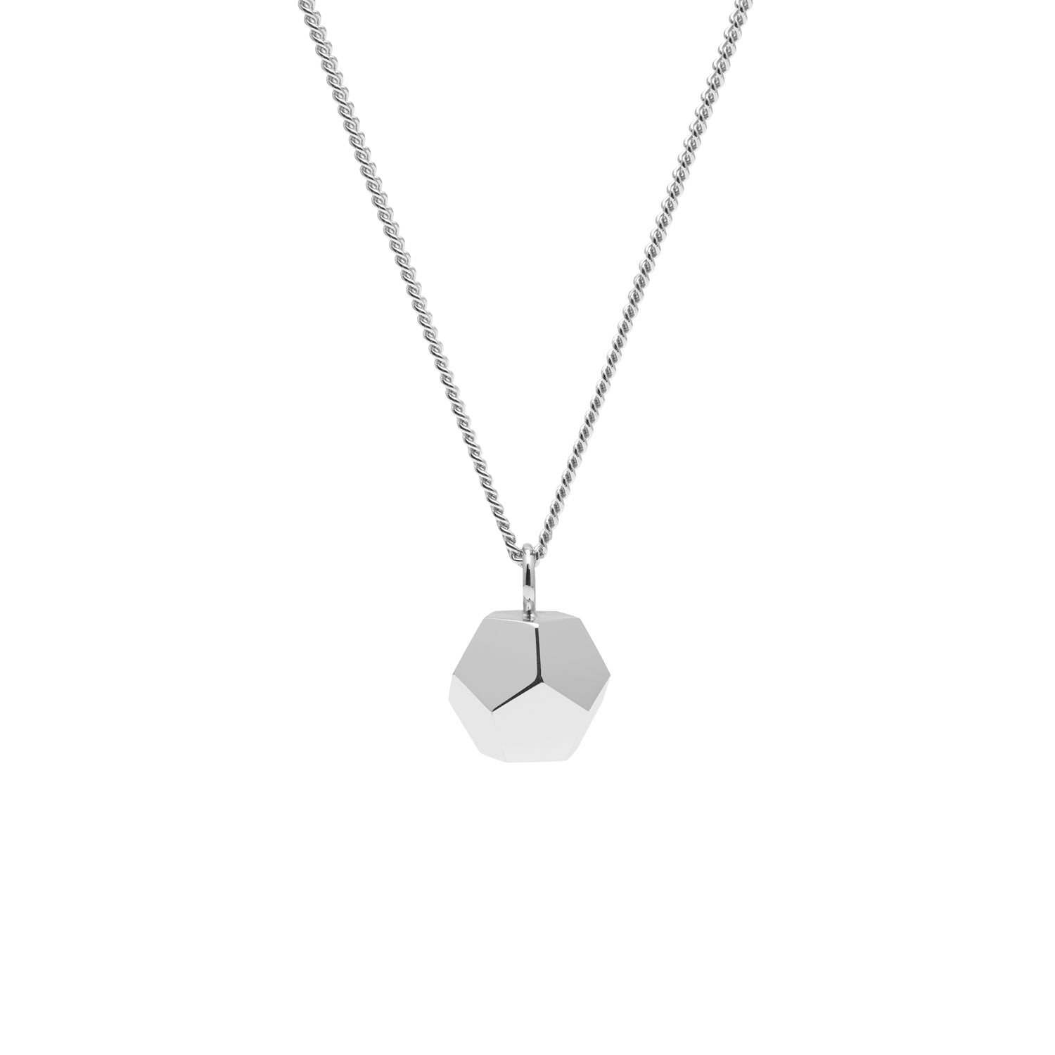Dodecahedron Pendant Necklace - Silver