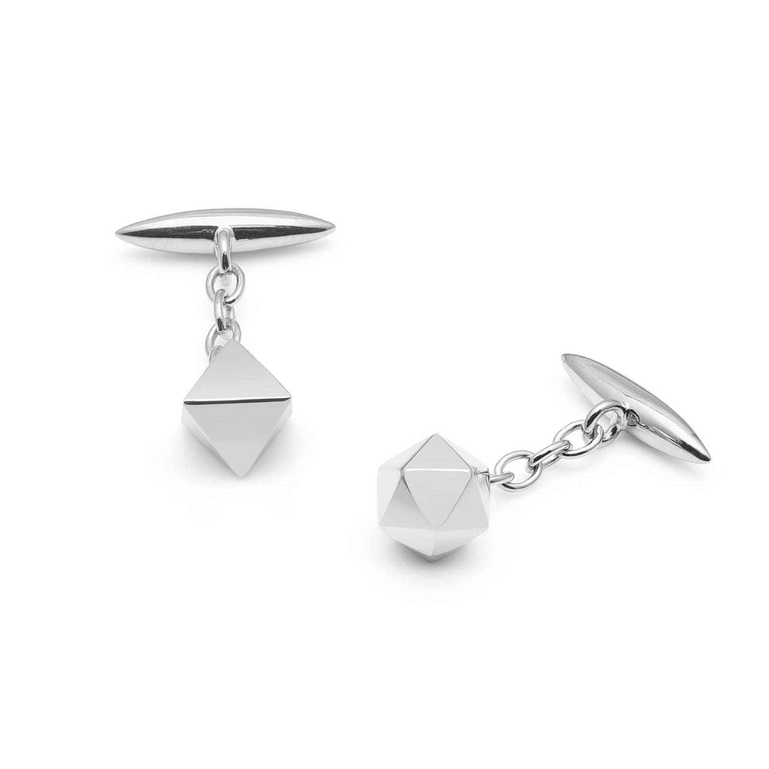 Mismatched Platonic Solid Cufflinks - Silver
