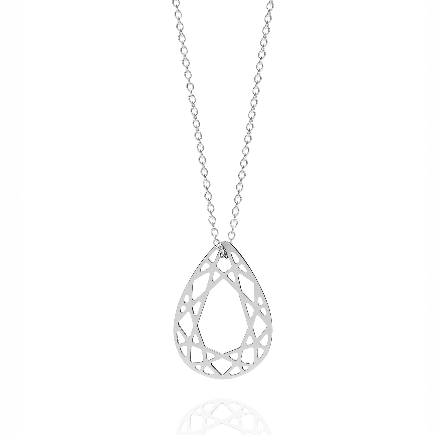 Small Pear Diamond Necklace - Silver - Myia Bonner Jewellery