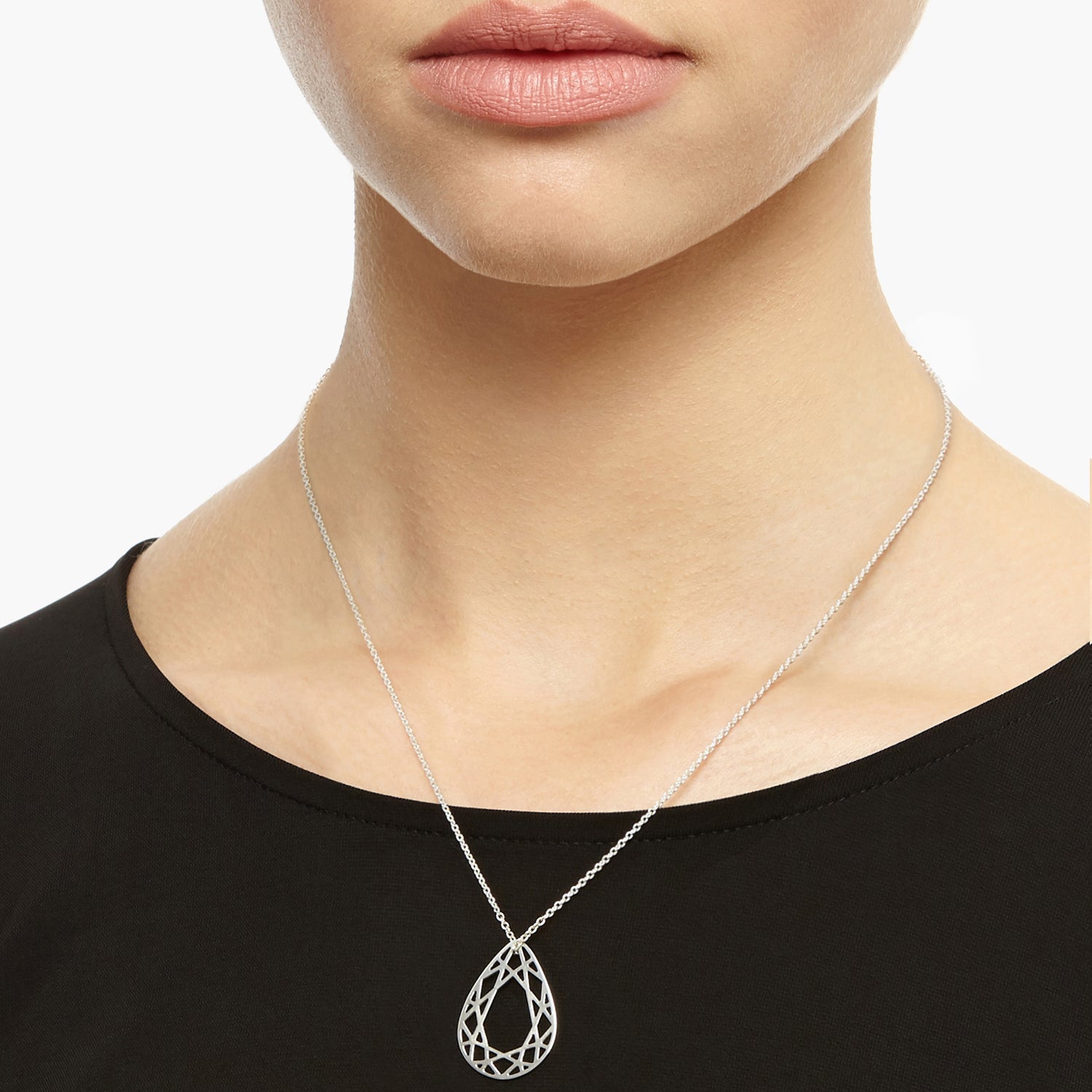 Medium Pear Diamond Necklace - Silver - Myia Bonner Jewellery