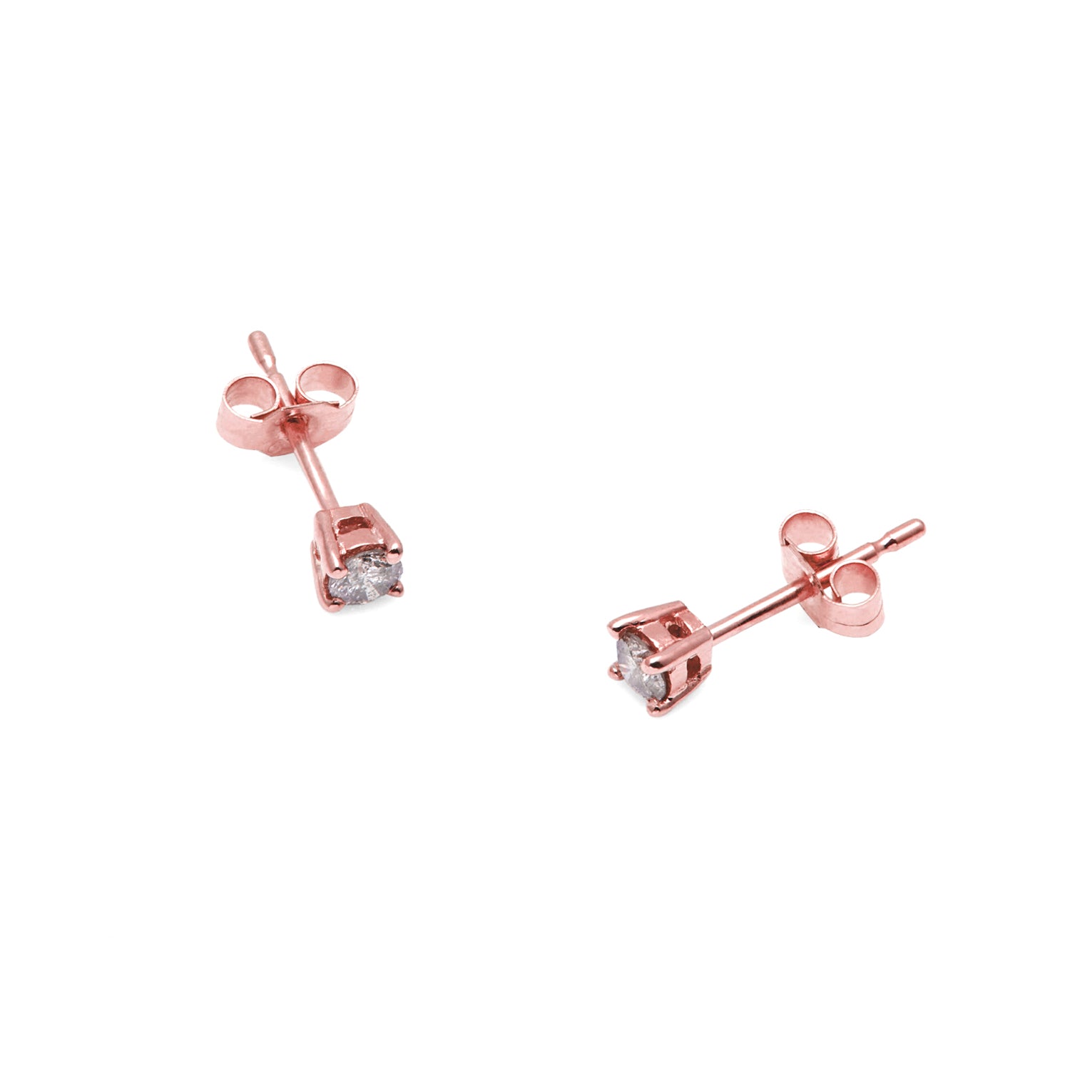 9k Rose Gold & Salt & Pepper Diamond Stud Earrings
