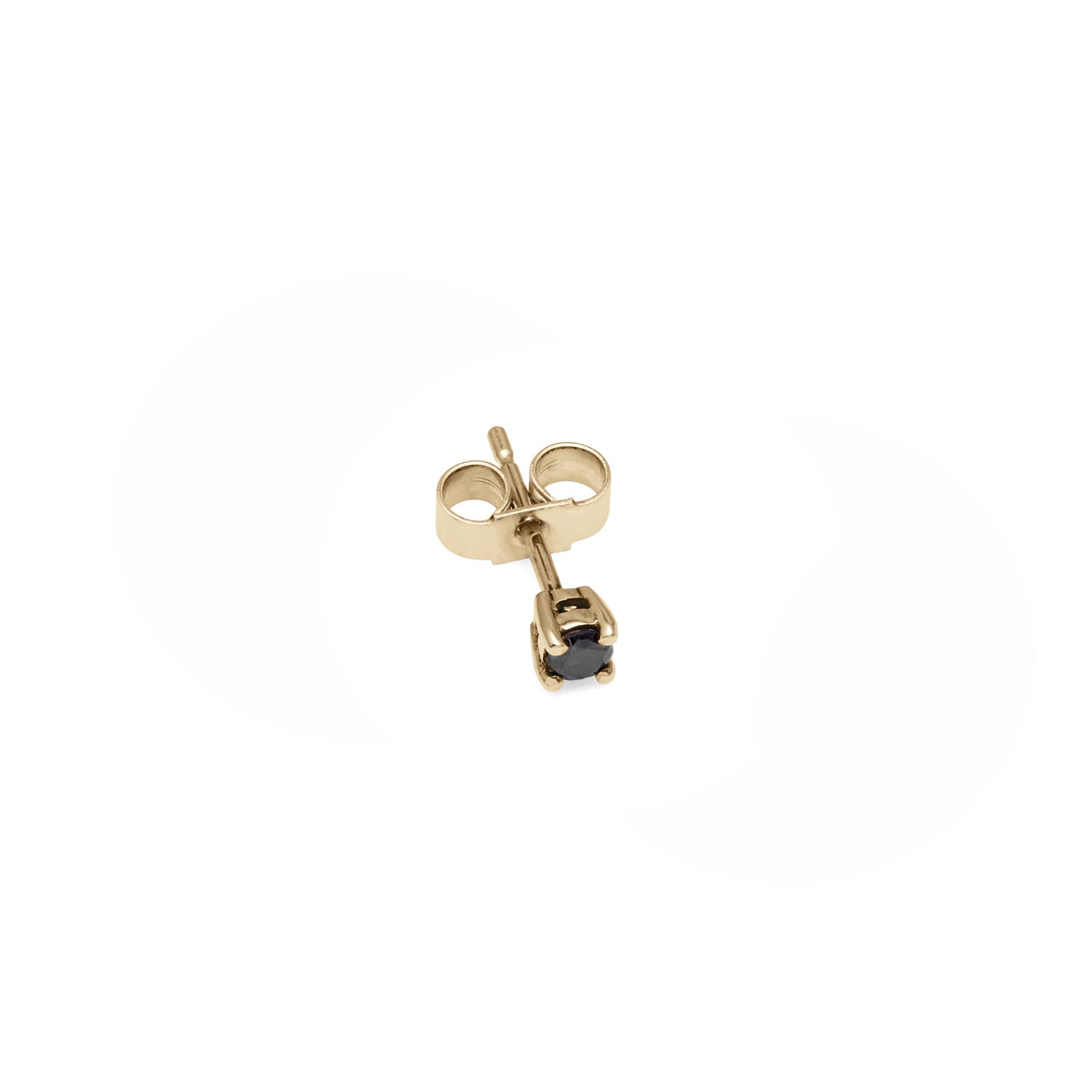 Single 18k Yellow Gold & Black Diamond Stud Earring