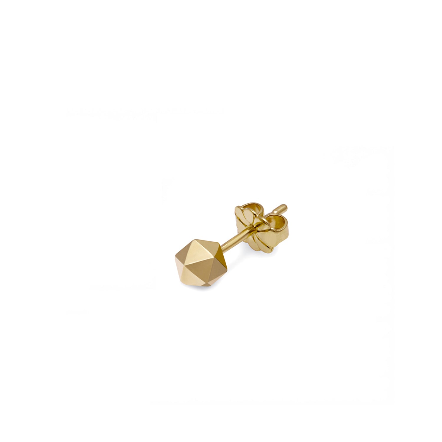 Single Icosahedron Stud Earring - 9k Yellow Gold